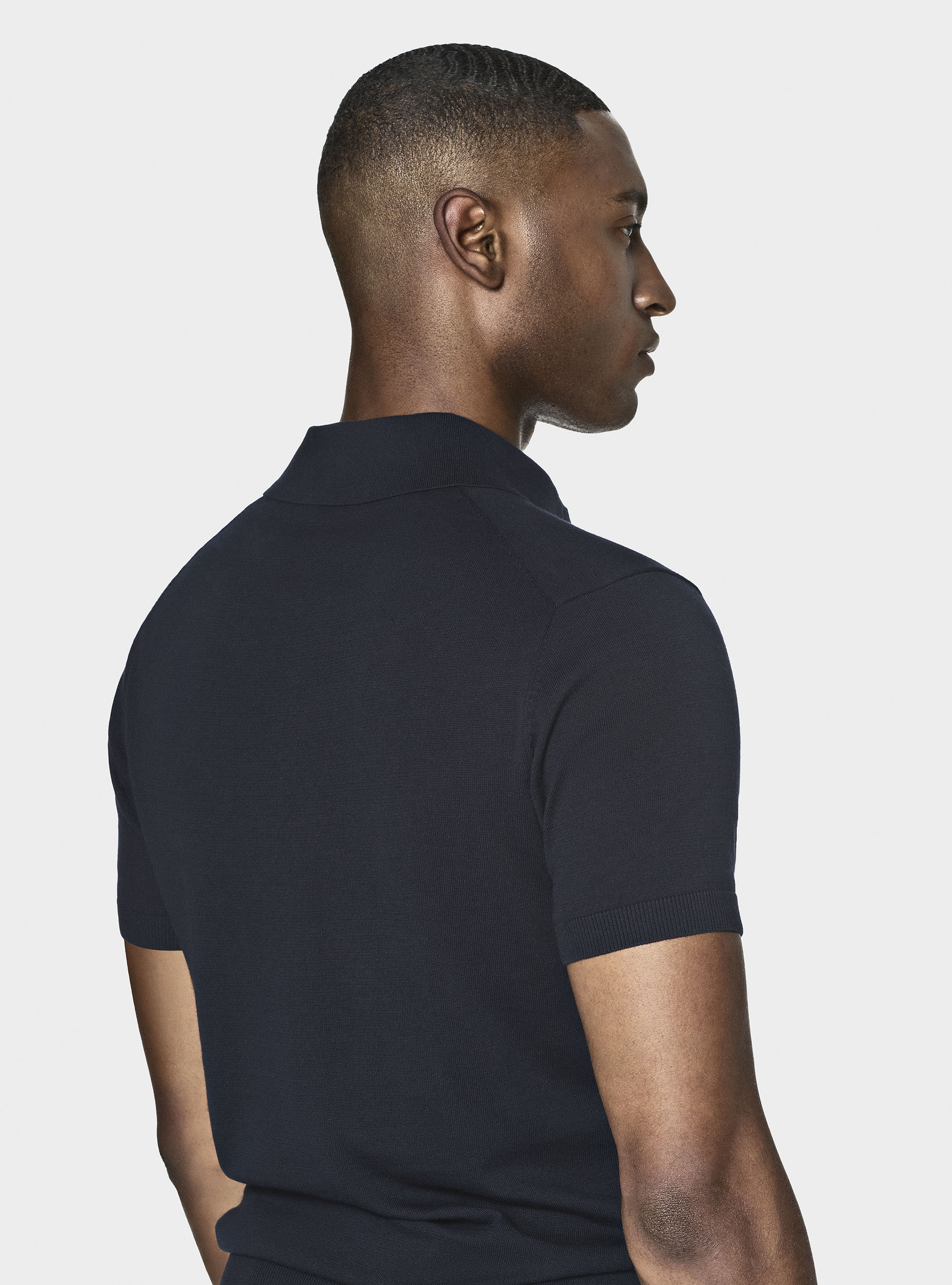 Polo de punto de algodón extrafino, AZUL MARINO