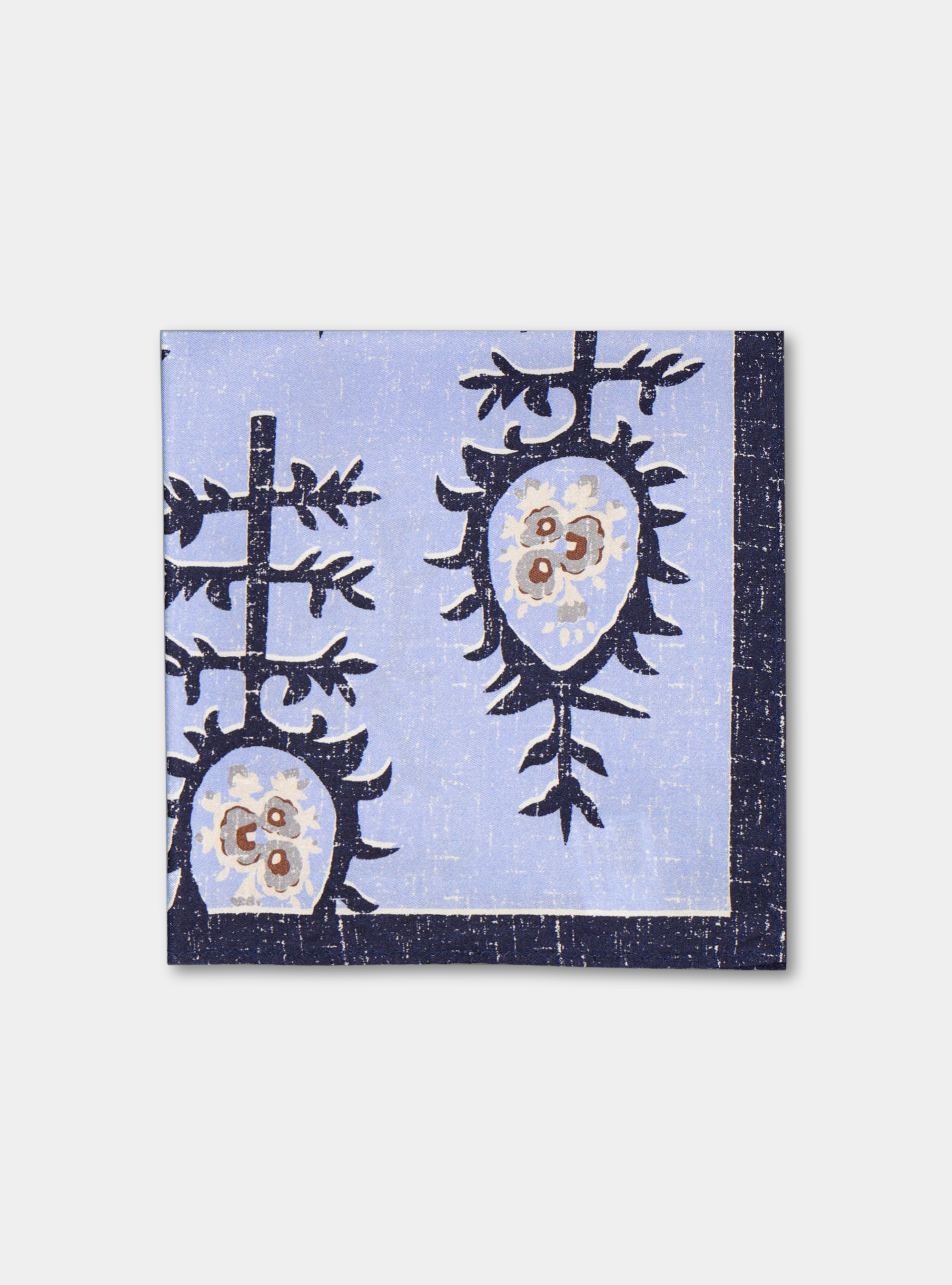 Pochette macro fantasia in seta stampata, AZZURRO