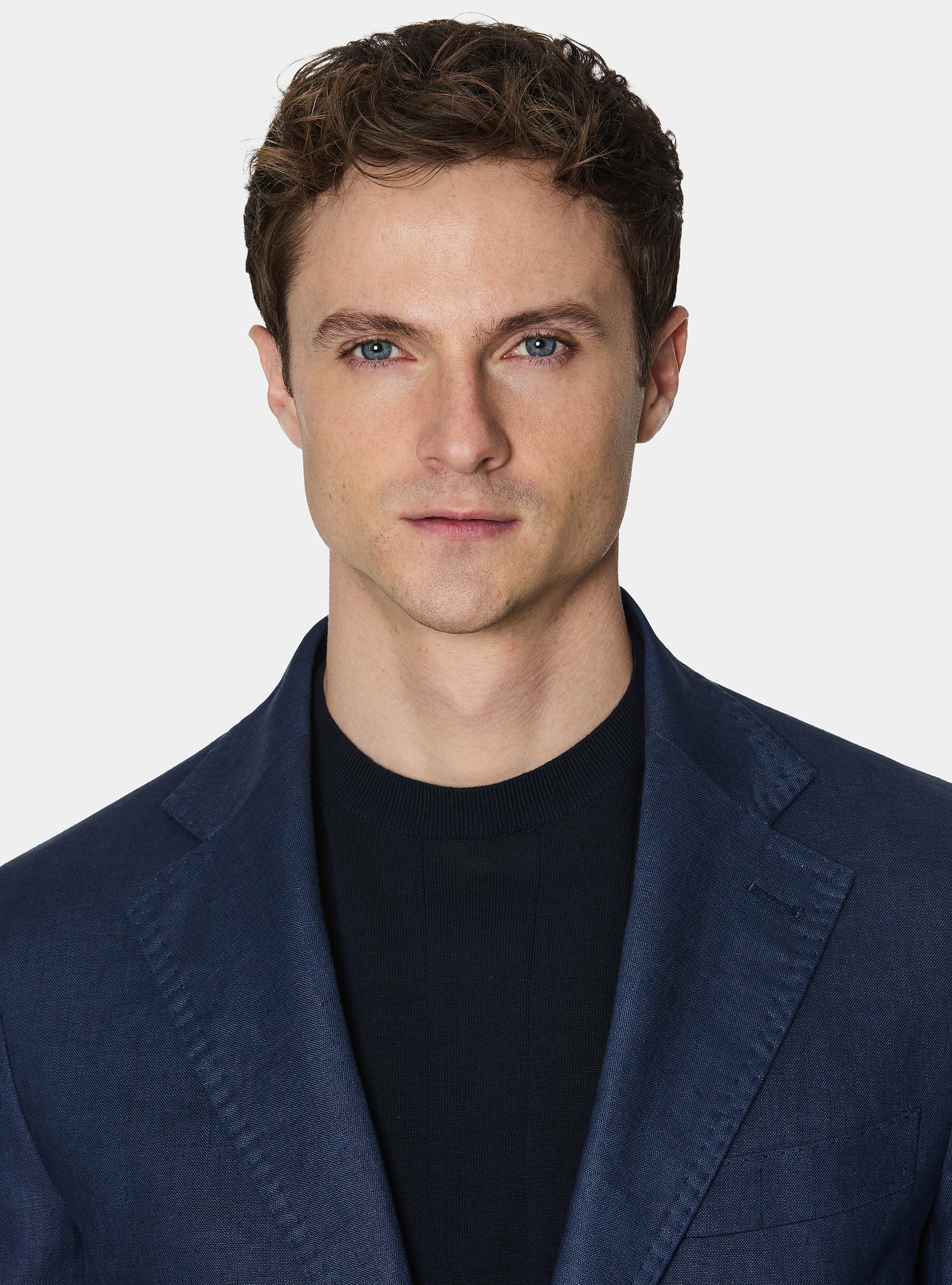 Pure linen suit blazer, BLUE