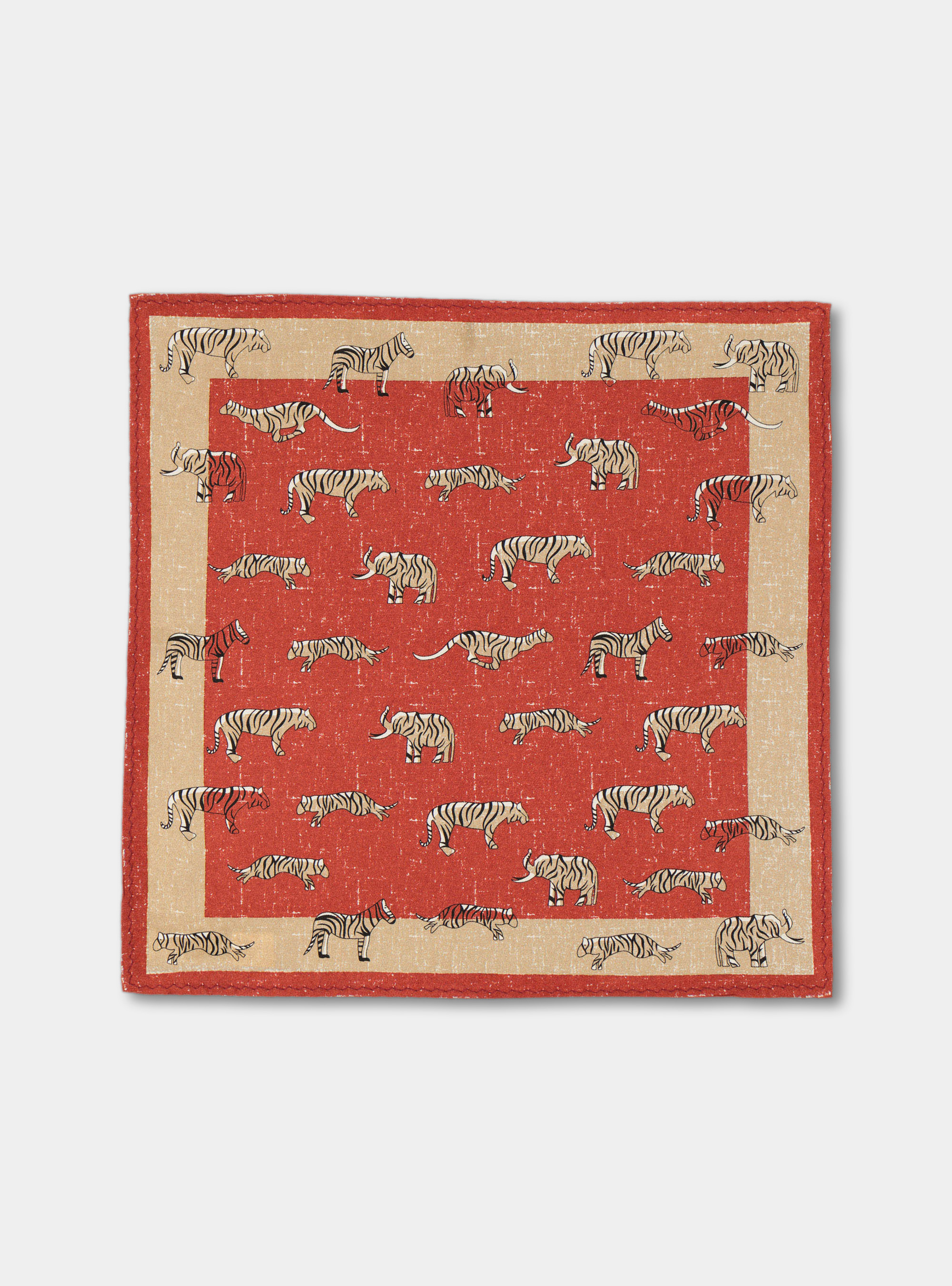 Pochette safari in seta stampata, TERRACOTTA