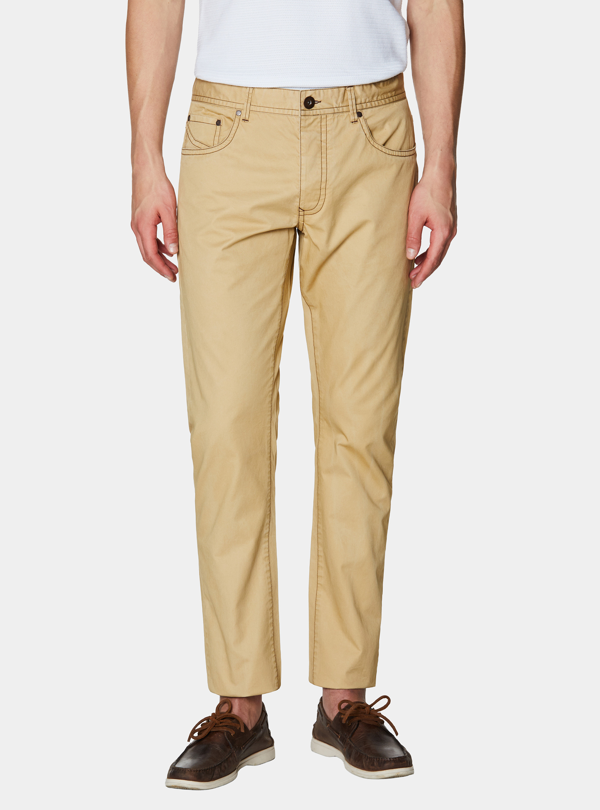 Pantaloni slim fit in cotone lavato, GIALLO CHIARO 0784C