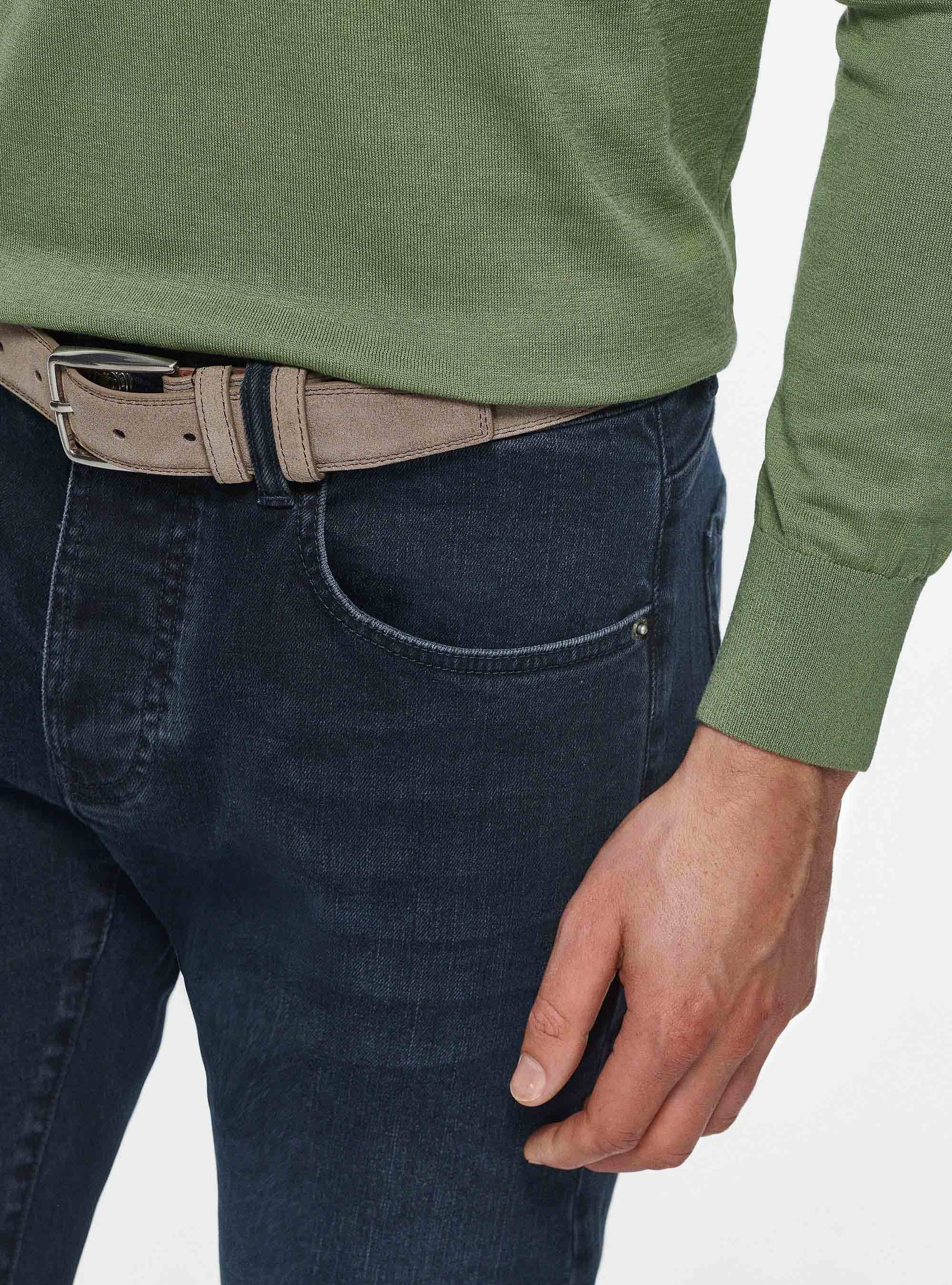 Silk and cotton crew-neck sweater, OLIVE
