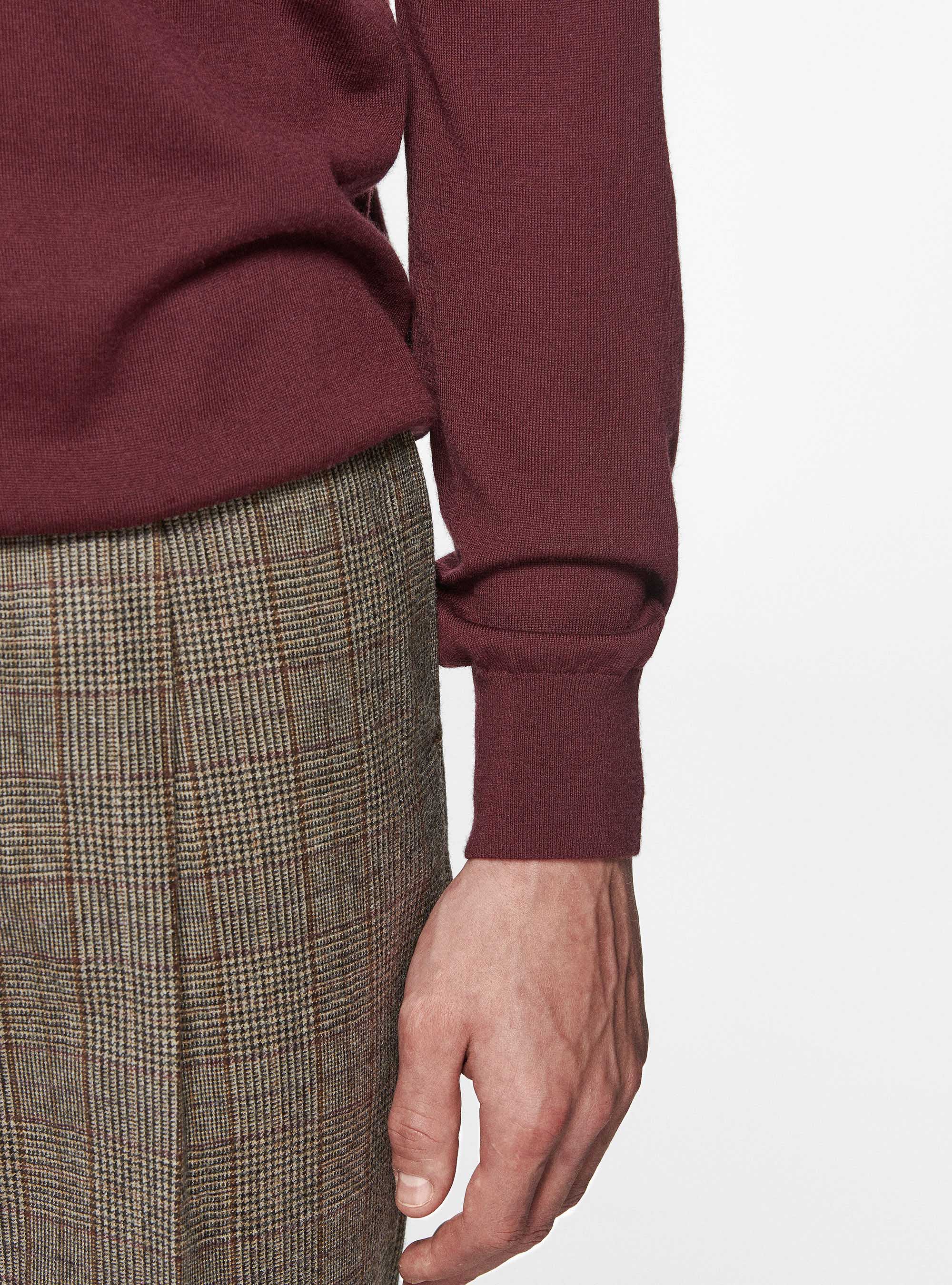 Polo shirt in pure extra-fine merino wool, BORDEAUX