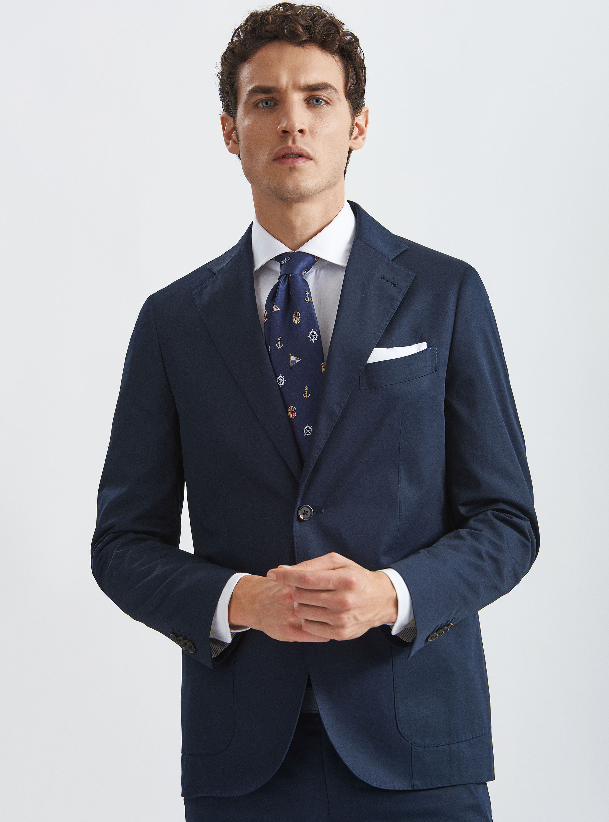 Giacca per abito in puro cotone, BLU NAVY