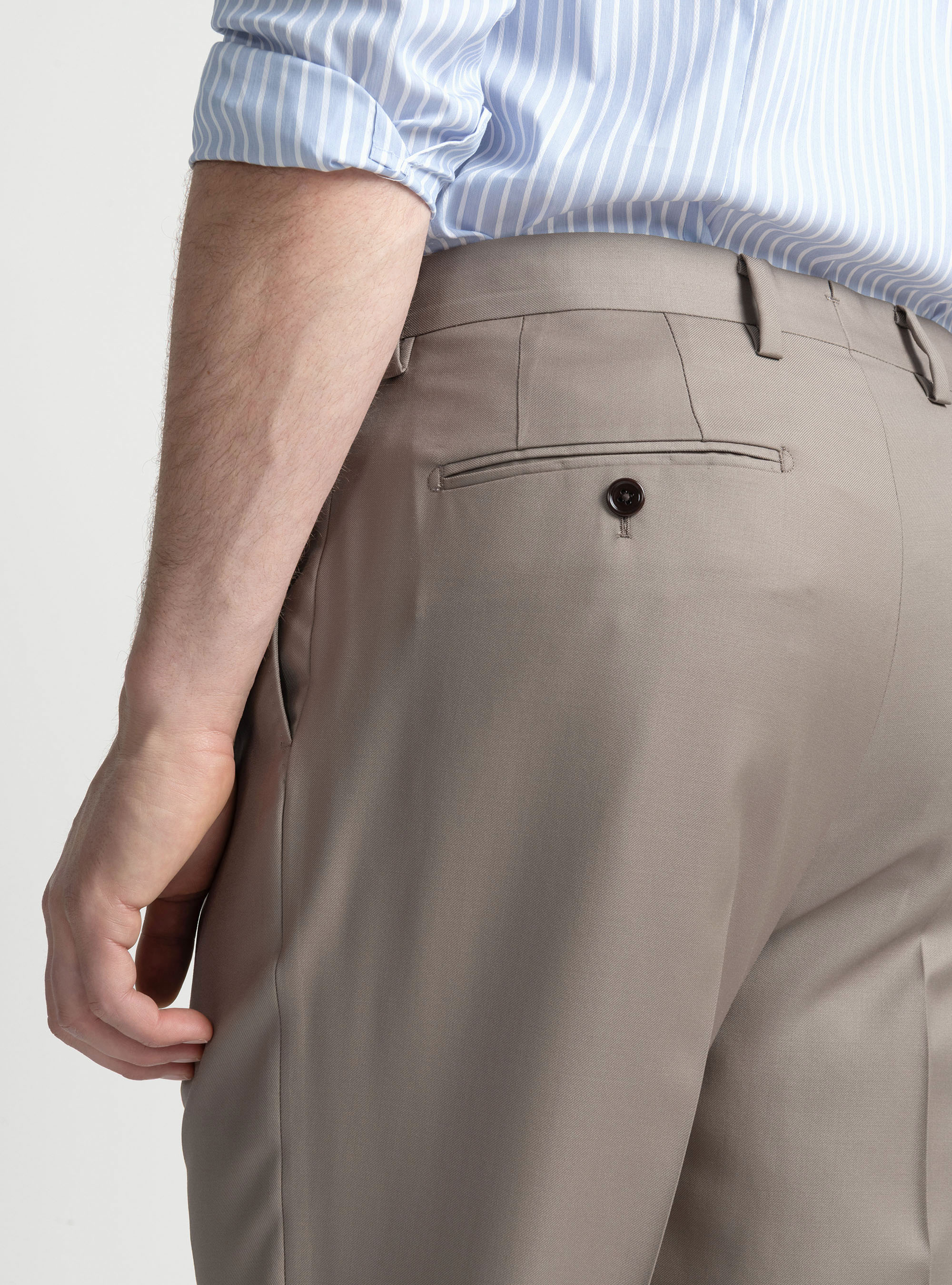 Pantaloni con pince in lana Vitale Barberis Canonico, FANGO