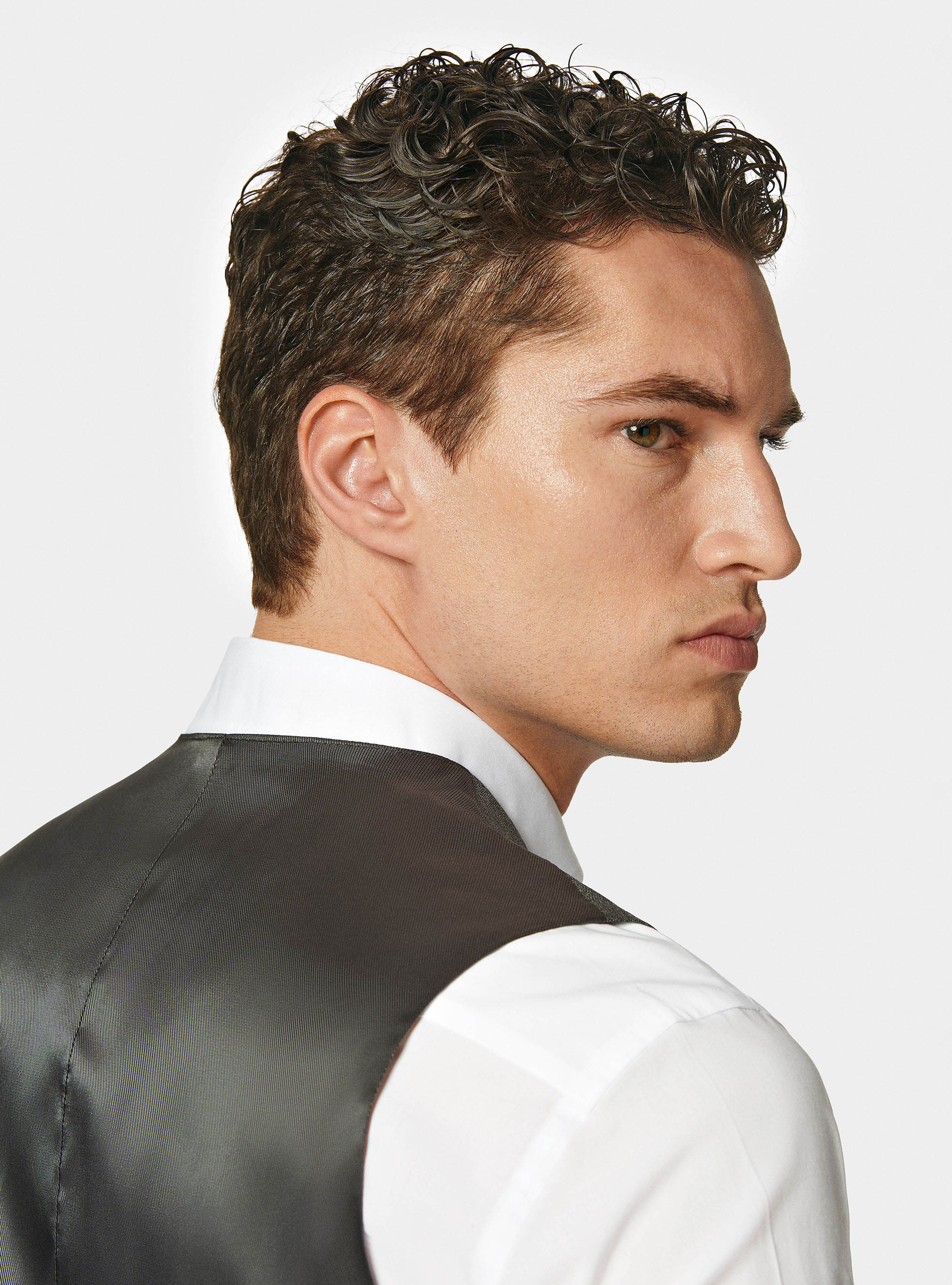 Gilet monopetto in pura lana Vitale barberis Canonico, ASFALTO 0112C