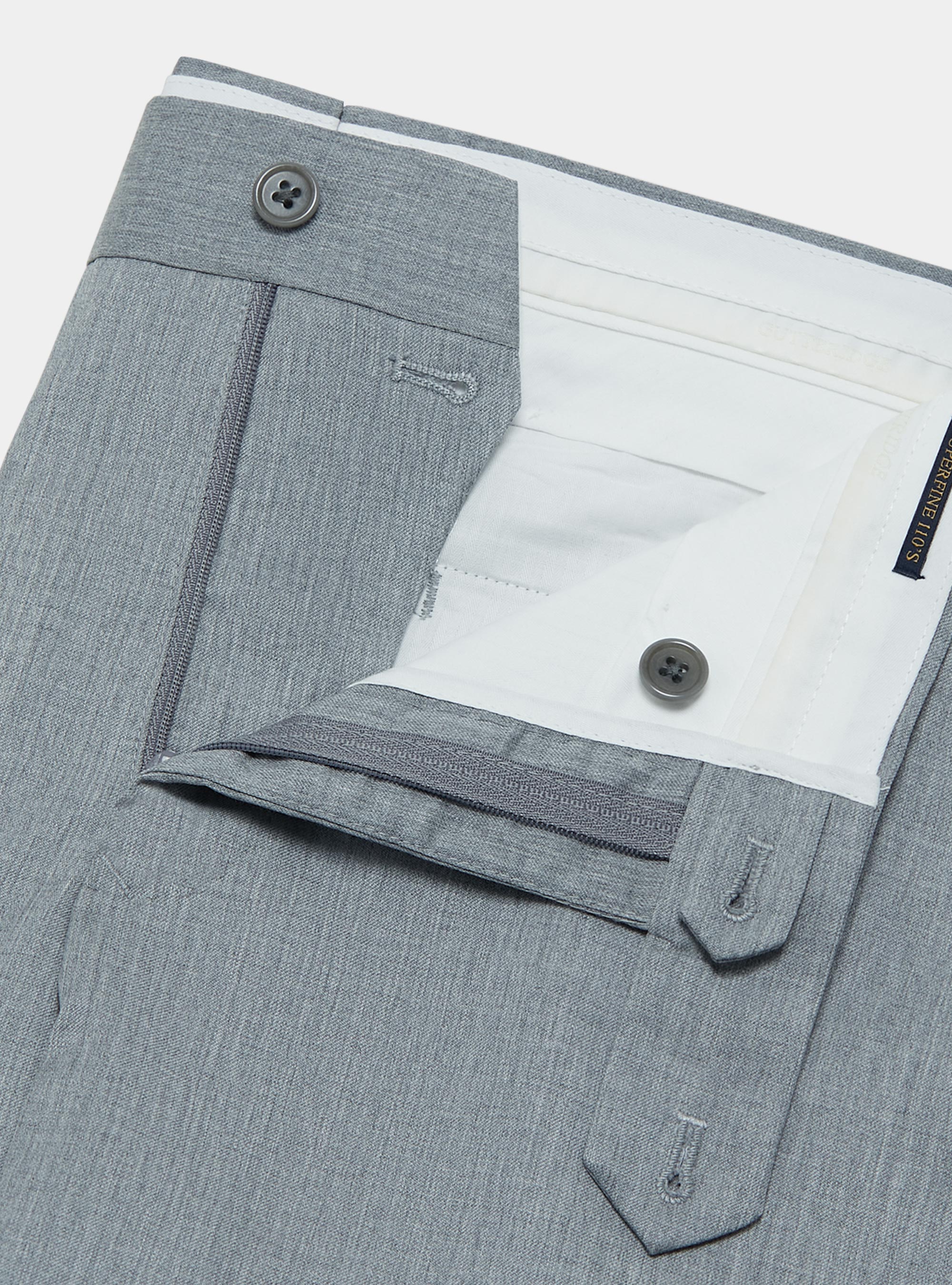 Pantaloni in pura lana superfine 110's, GRIGIO CHIARO MELANGE