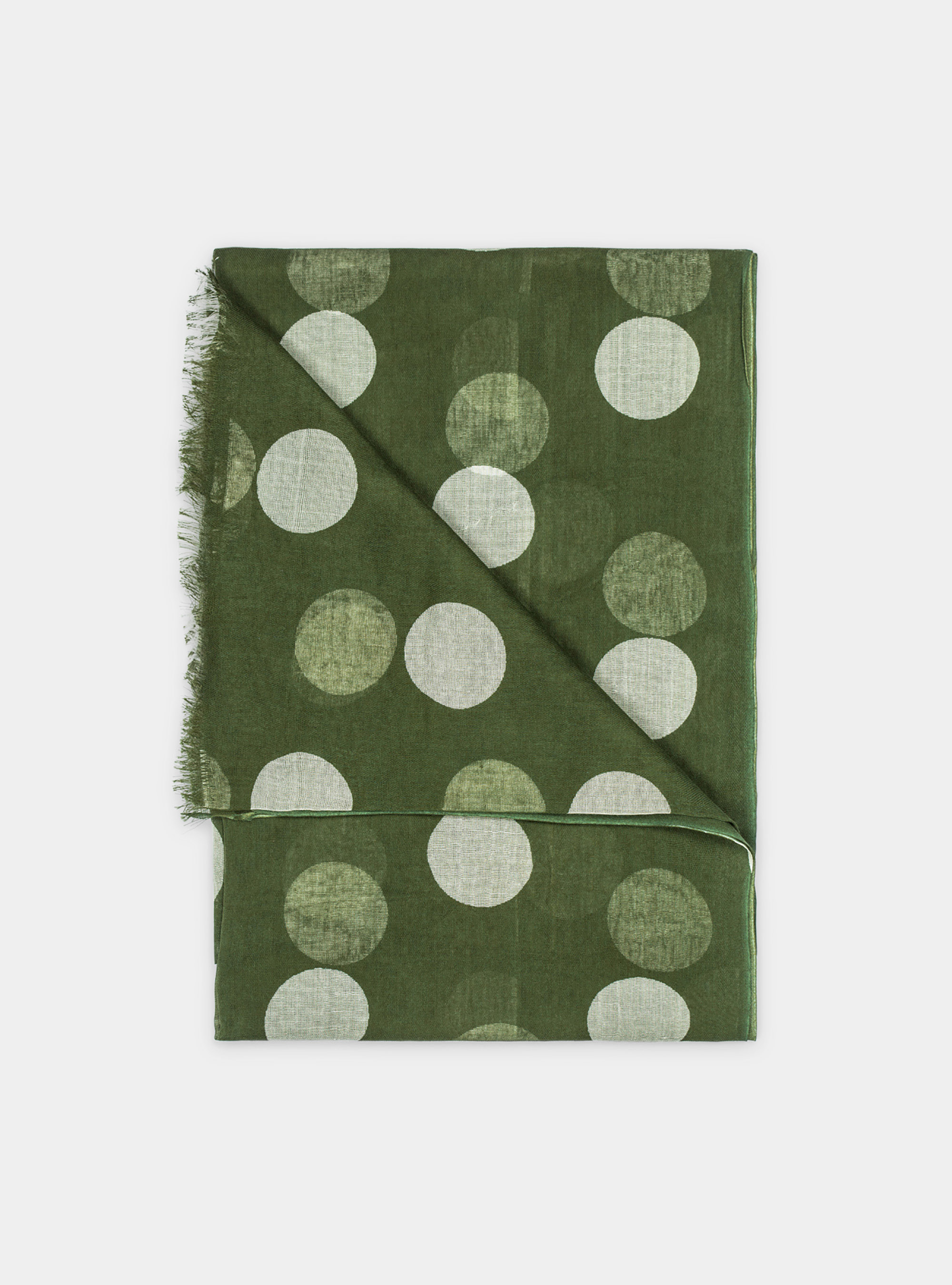 Baumwollschal mit gro&szlig;en Polka Dots, OLIVA 0614C