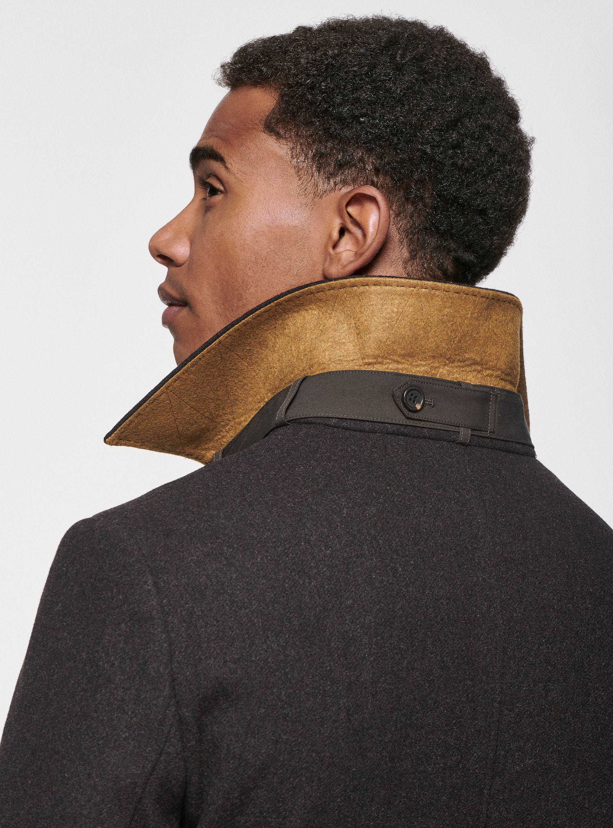 Brown coat in pure wool, BROWN