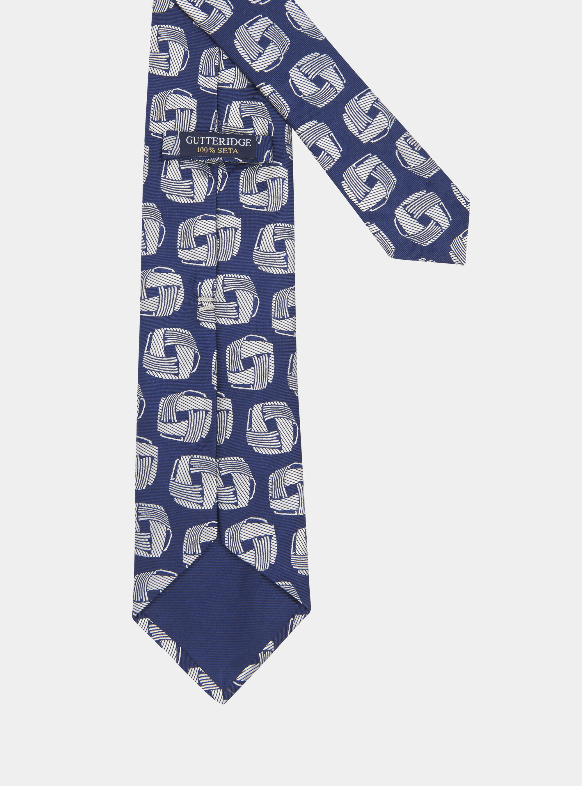 Geometric patterned silk tie, BLUE