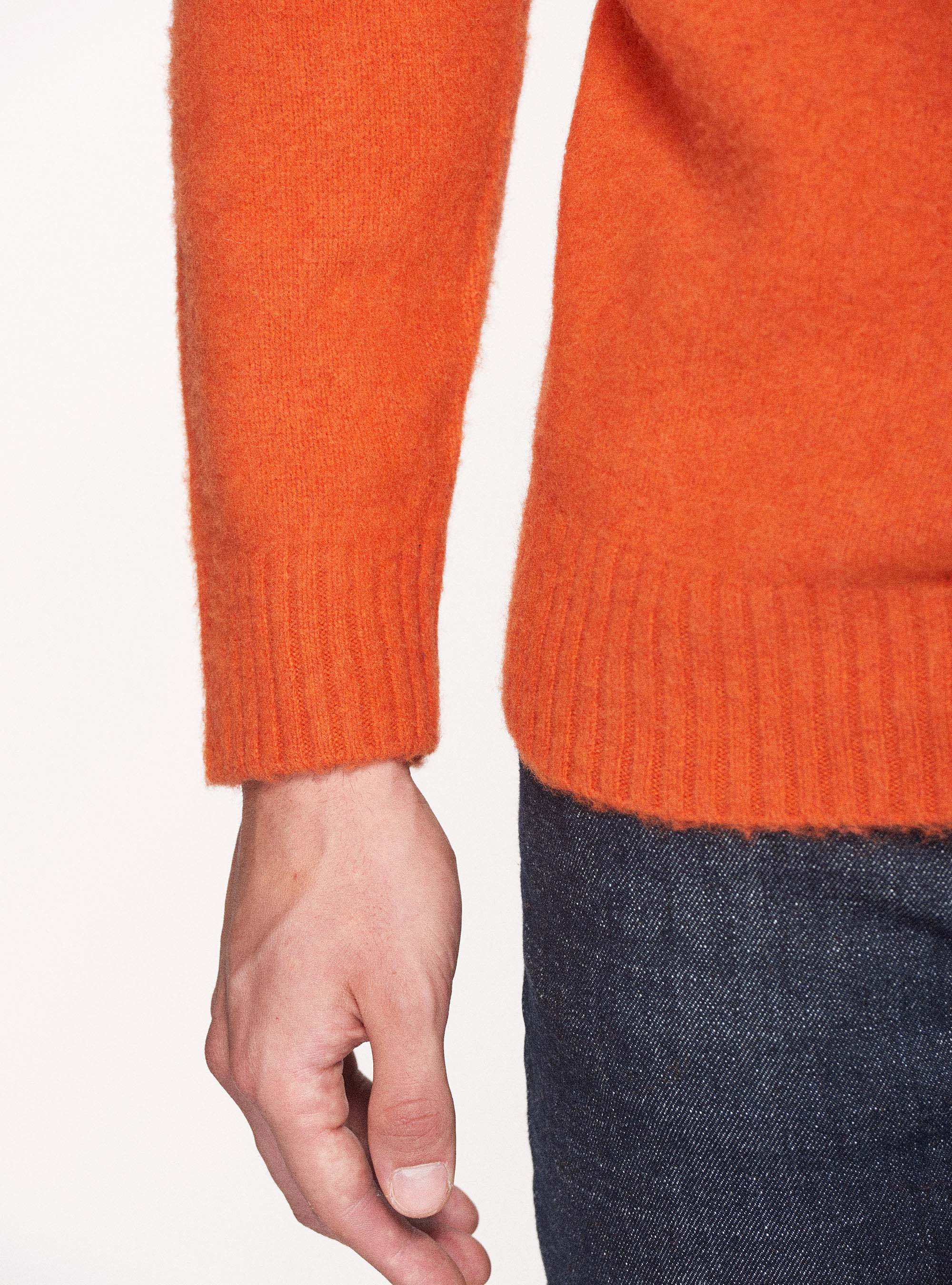 Maglia collo alto in misto lana brushed, ARANCIONE