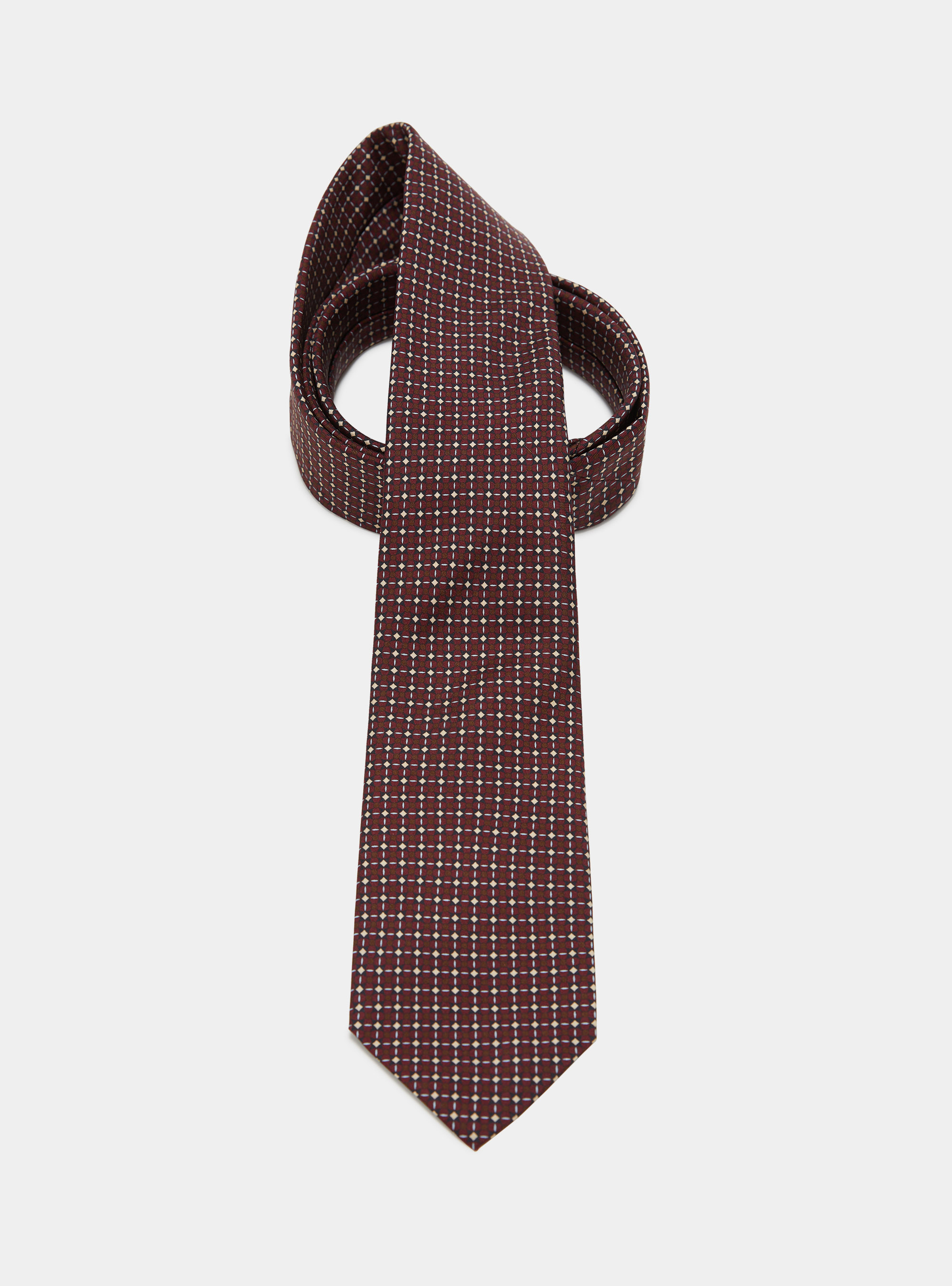 Micro pattern silk tie, BORDEAUX