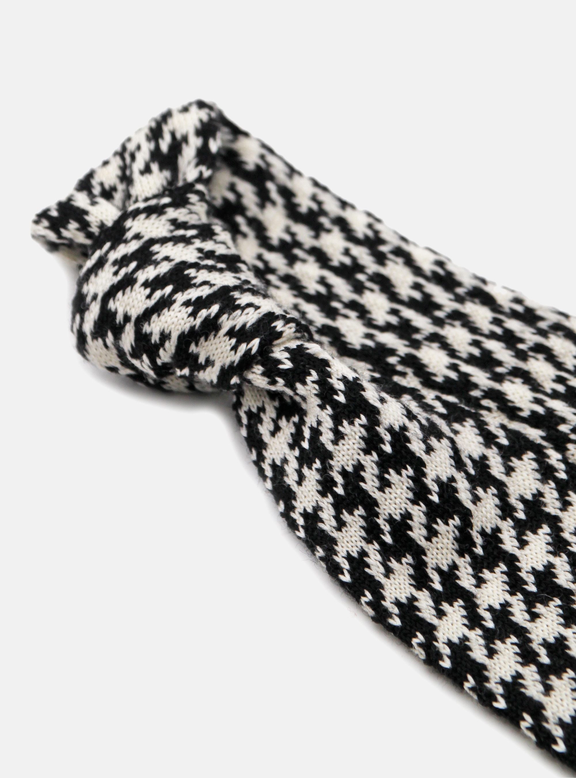 Cravatta in maglia di lana pied de poule, NERO