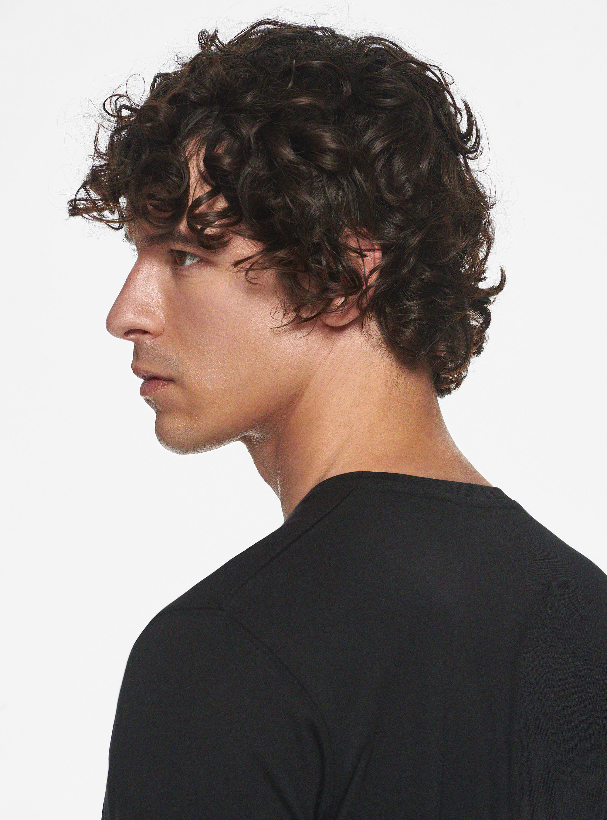 T-shirt mezza manica in cotone Supima, NERO