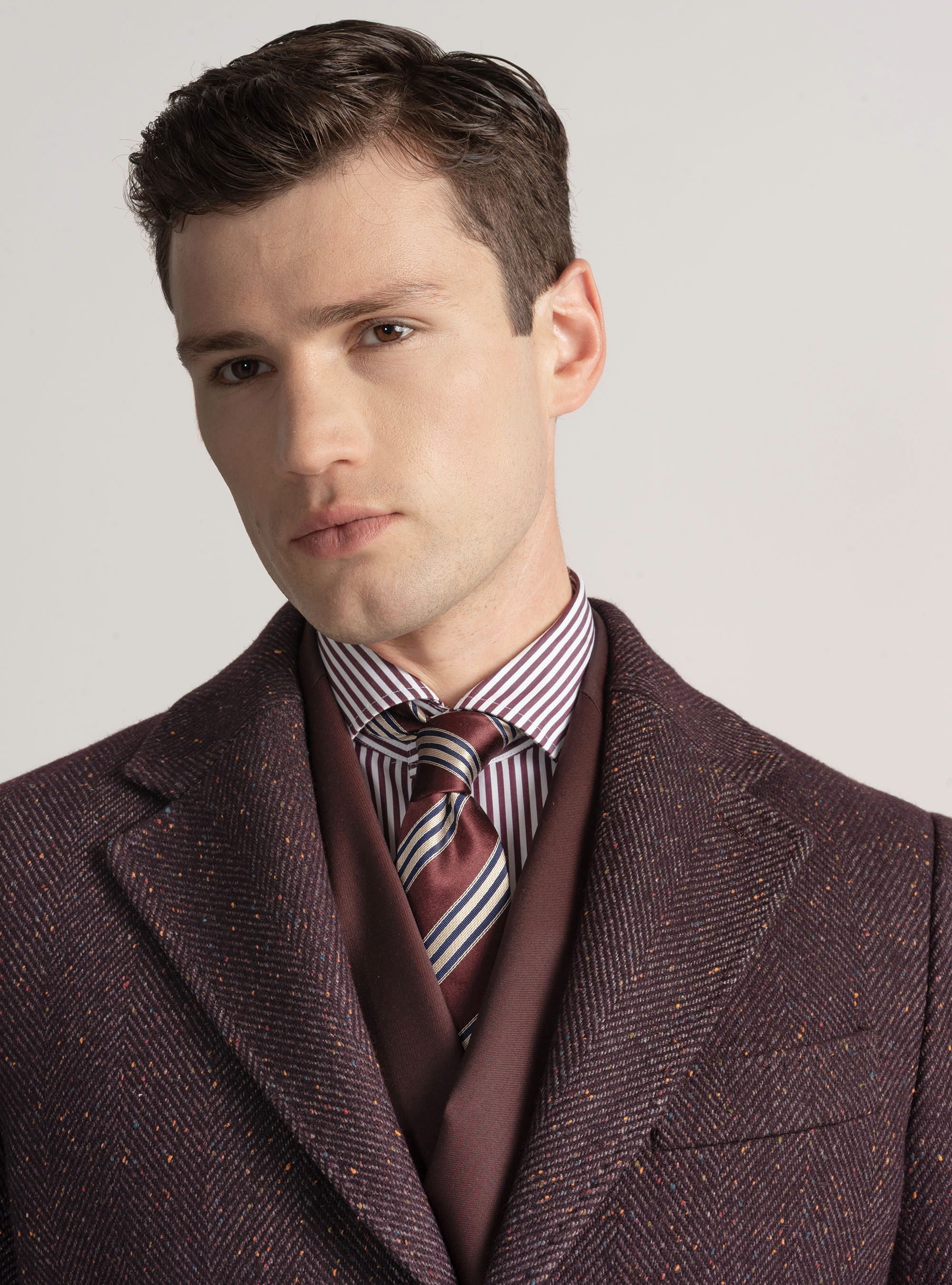 Wool-blend boutonné coat, BORDEAUX