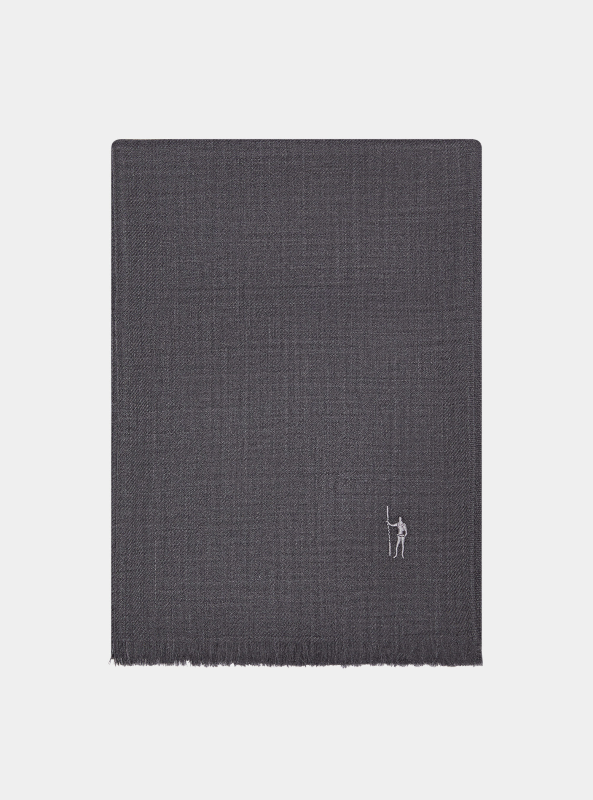 Sciarpa in lana con ricamo, ASFALTO