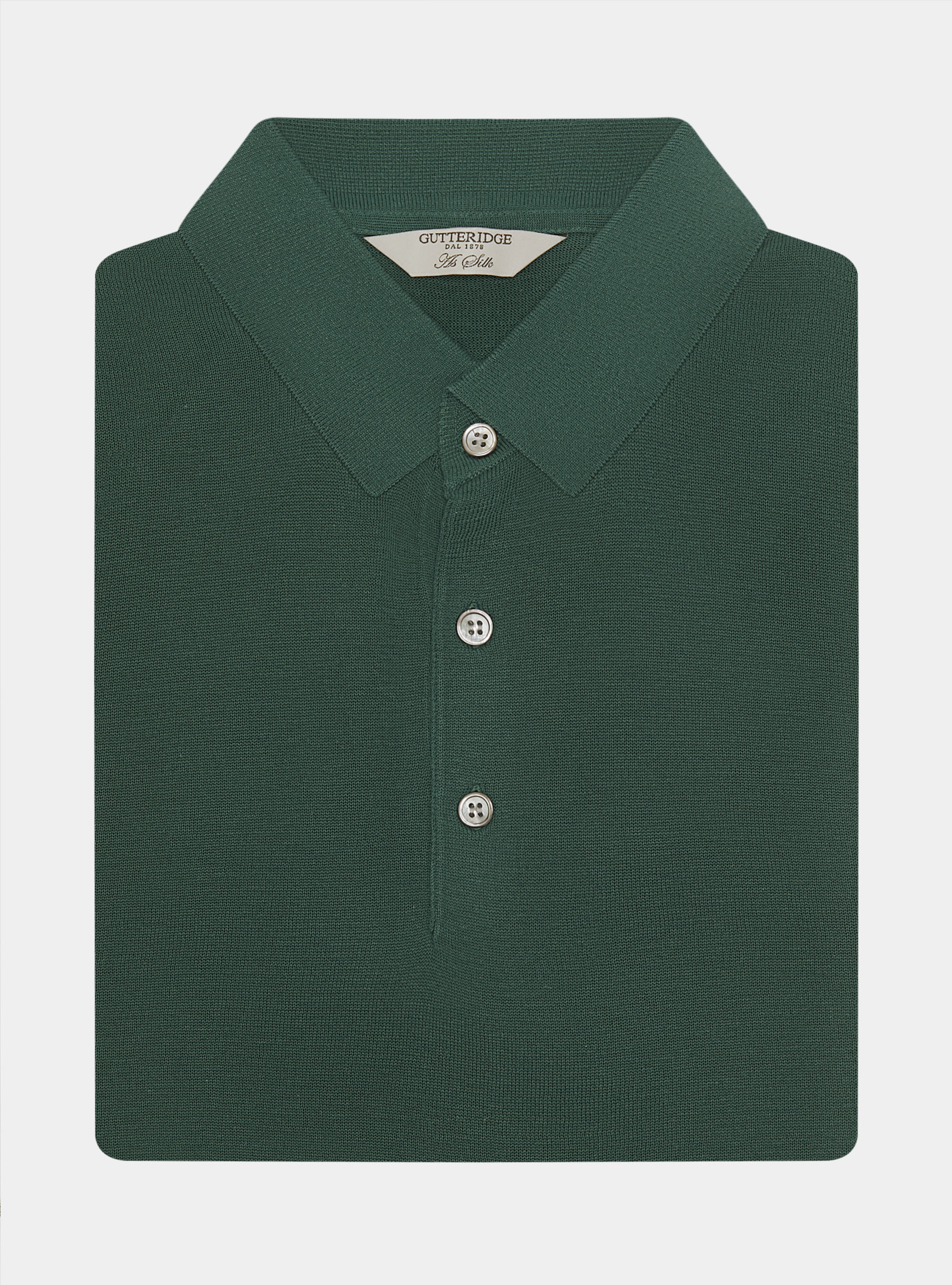 Maglia a polo in cotone e seta, VERDE