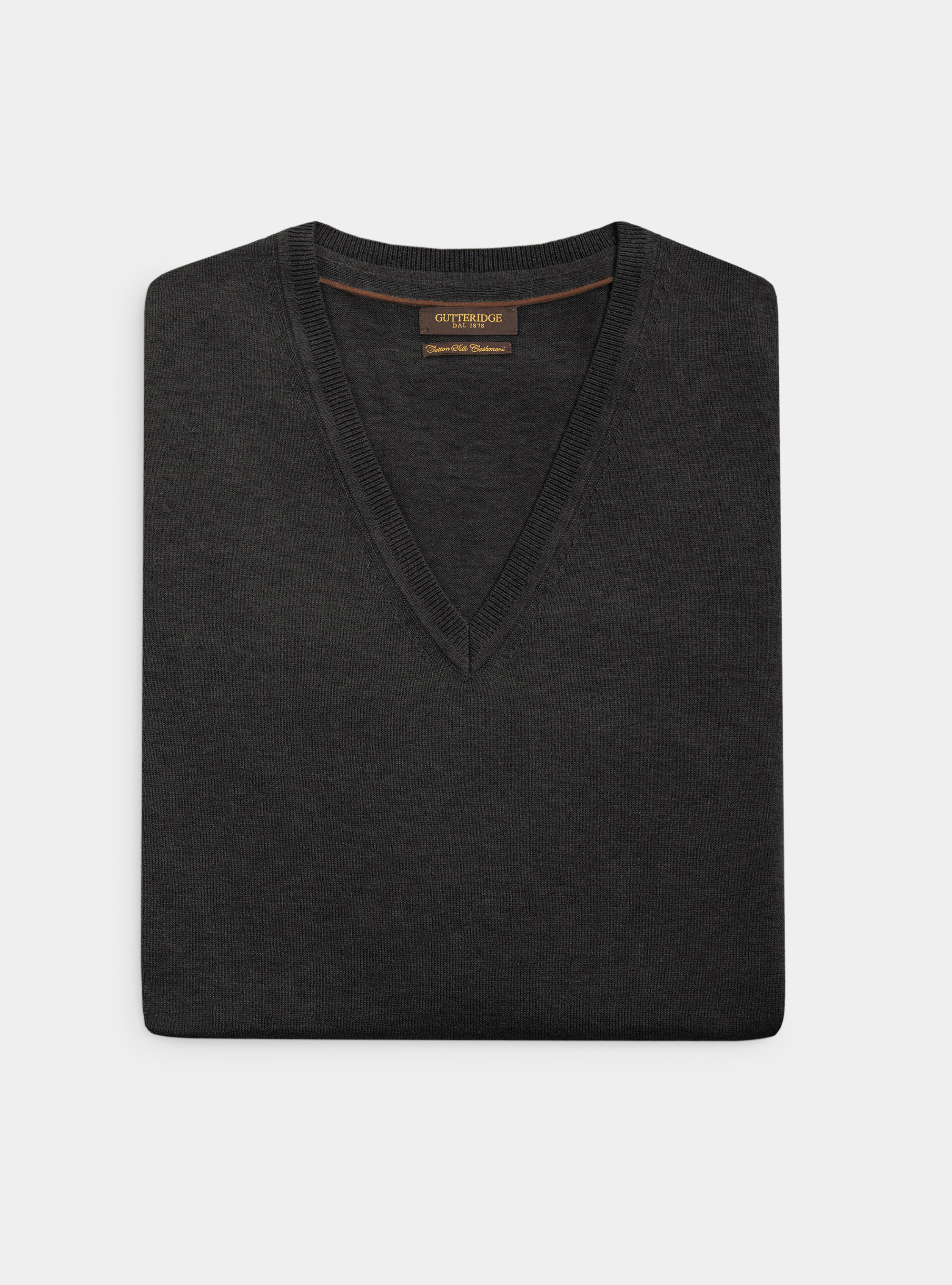 Pullover mit V-Ausschnitt aus Baumwolle, Seide und Kaschmir, ASFALTO 0115C