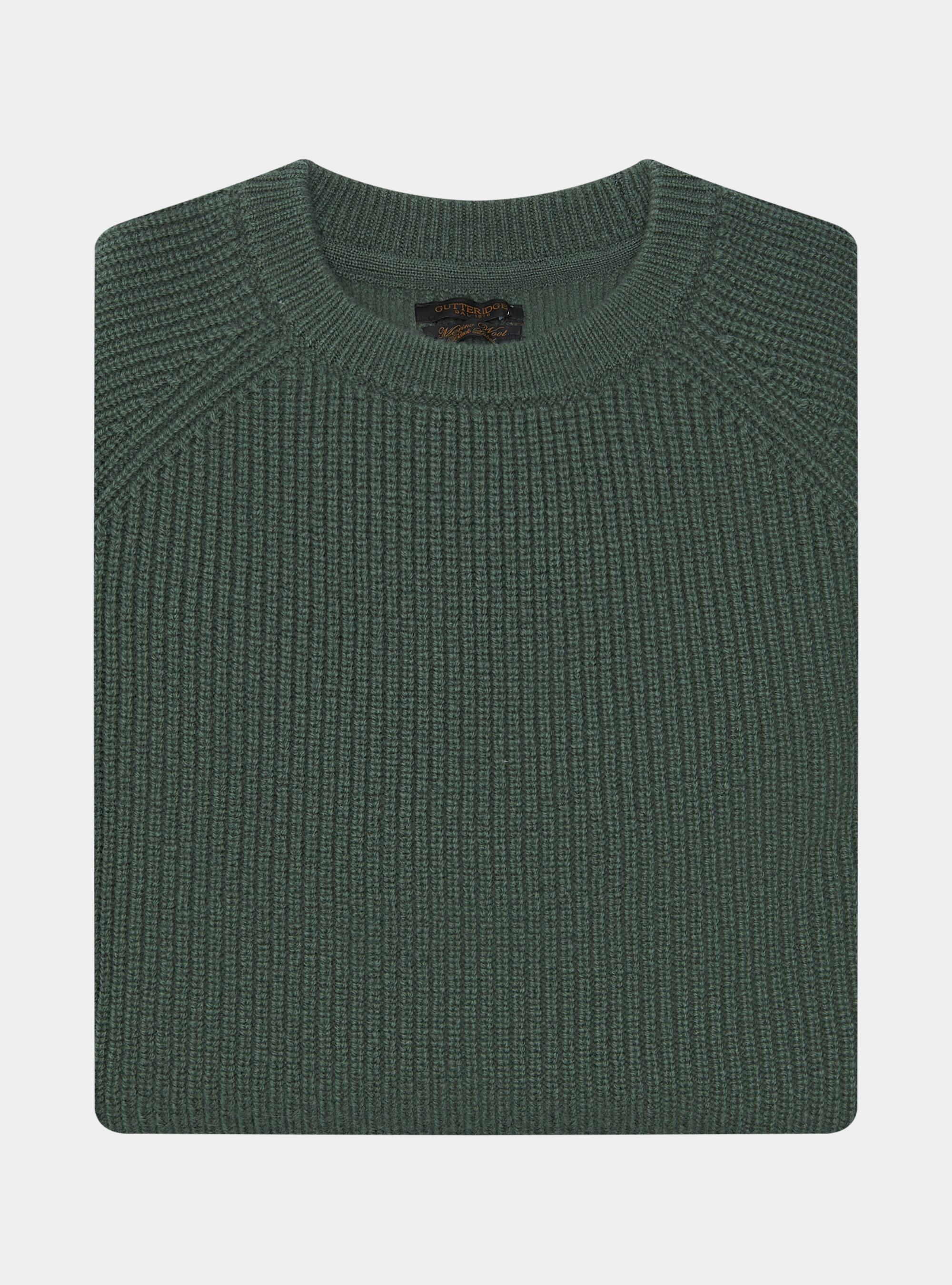 Maglia girocollo in lana merino costa perlata, MILITARE 0609C