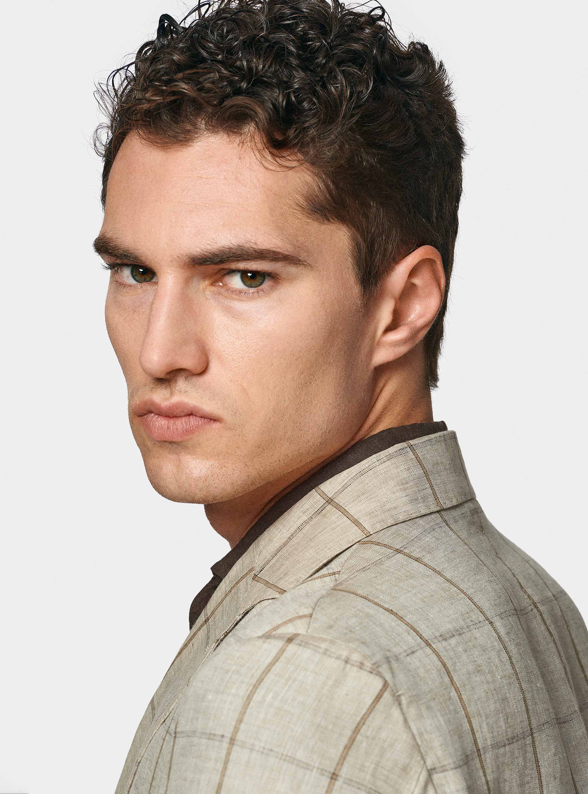 Giacca fantasia in lino delavè, SABBIA