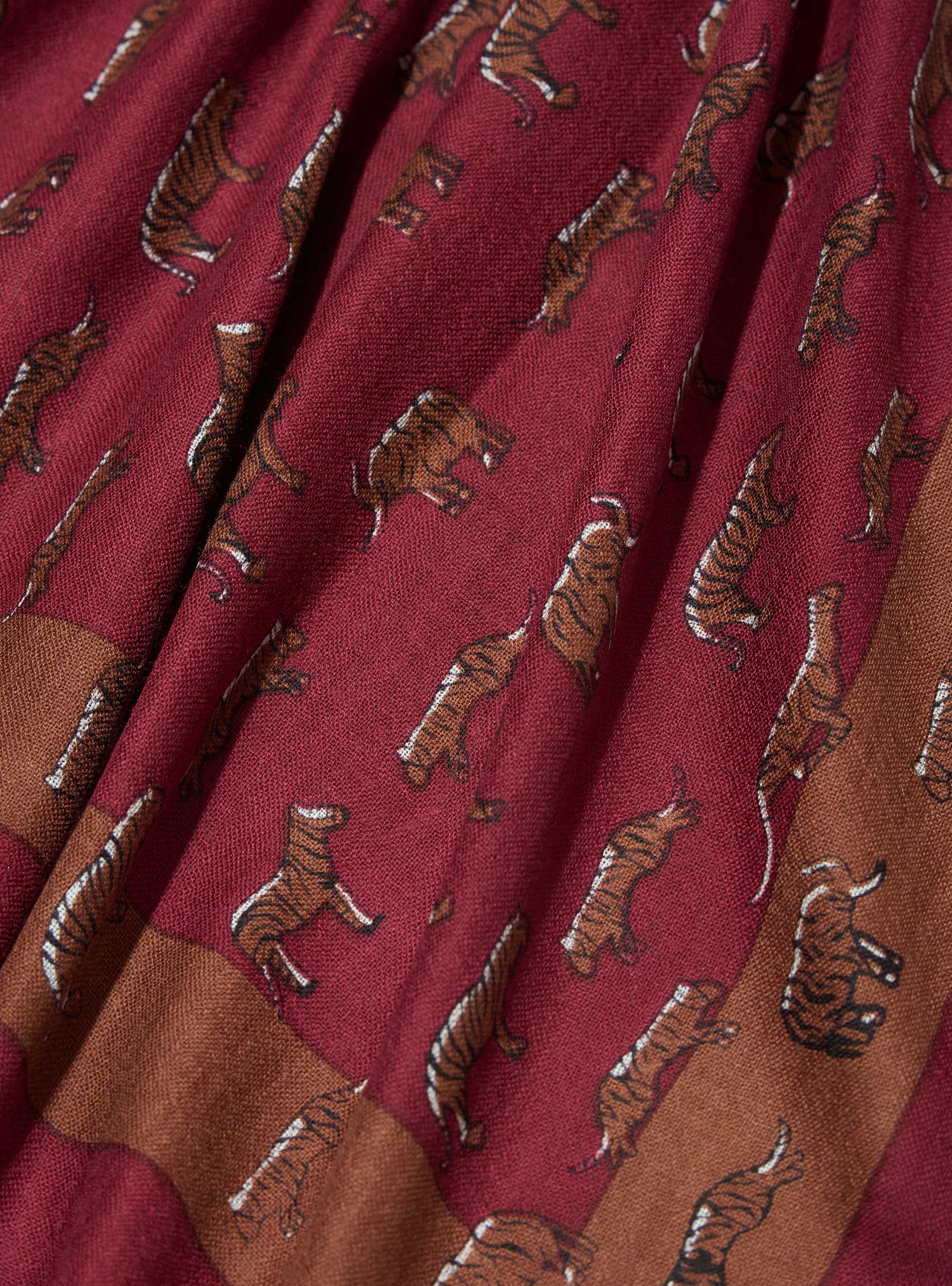 Sciarpa 100% lana a fantasia, BORDEAUX