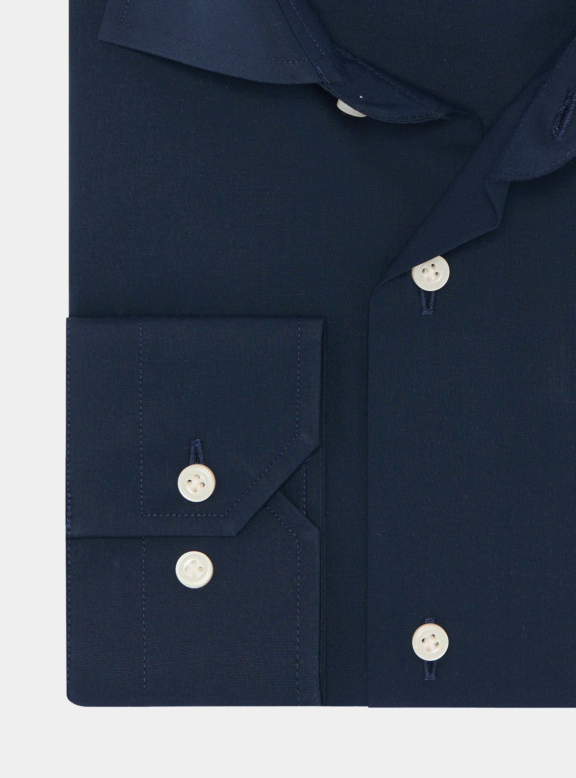 Camicia in cotone popeline stretch, BLU NAVY