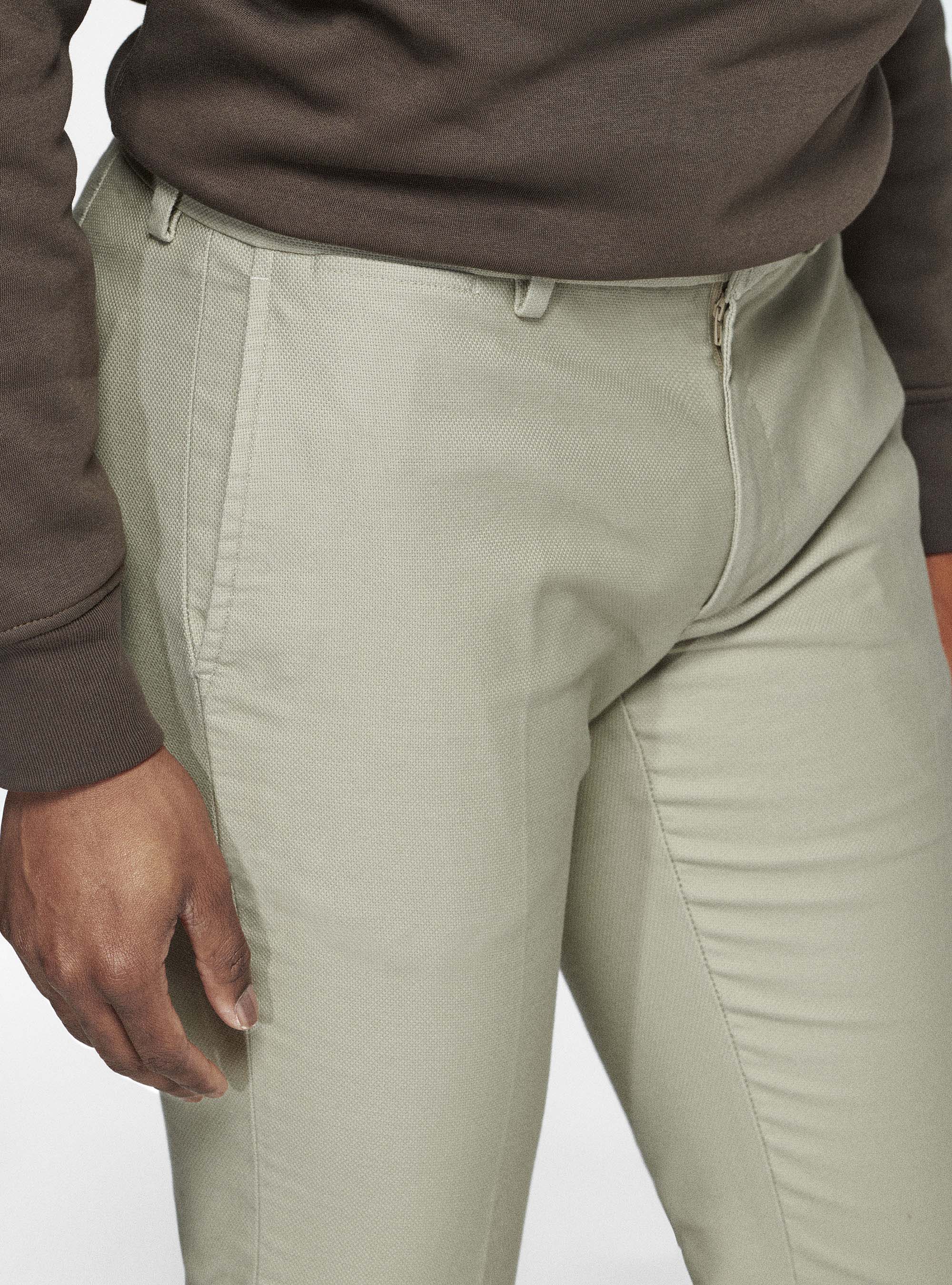 Pantaloni chino slim fit in cotone armaturato, ECRU