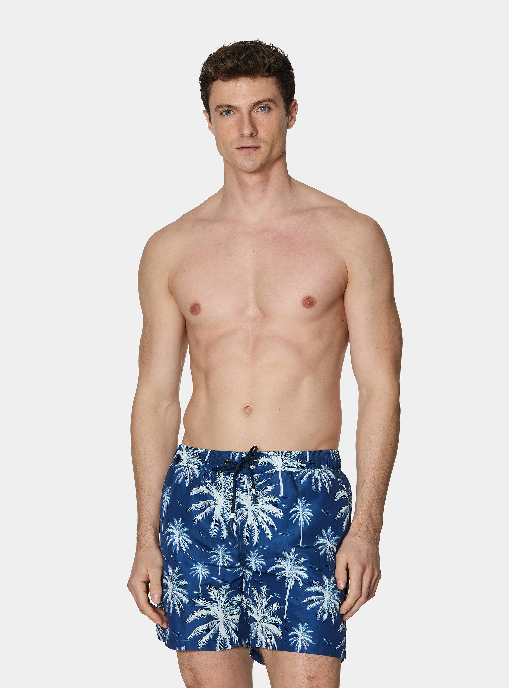 Costume da bagno stampato con palme, BLUE