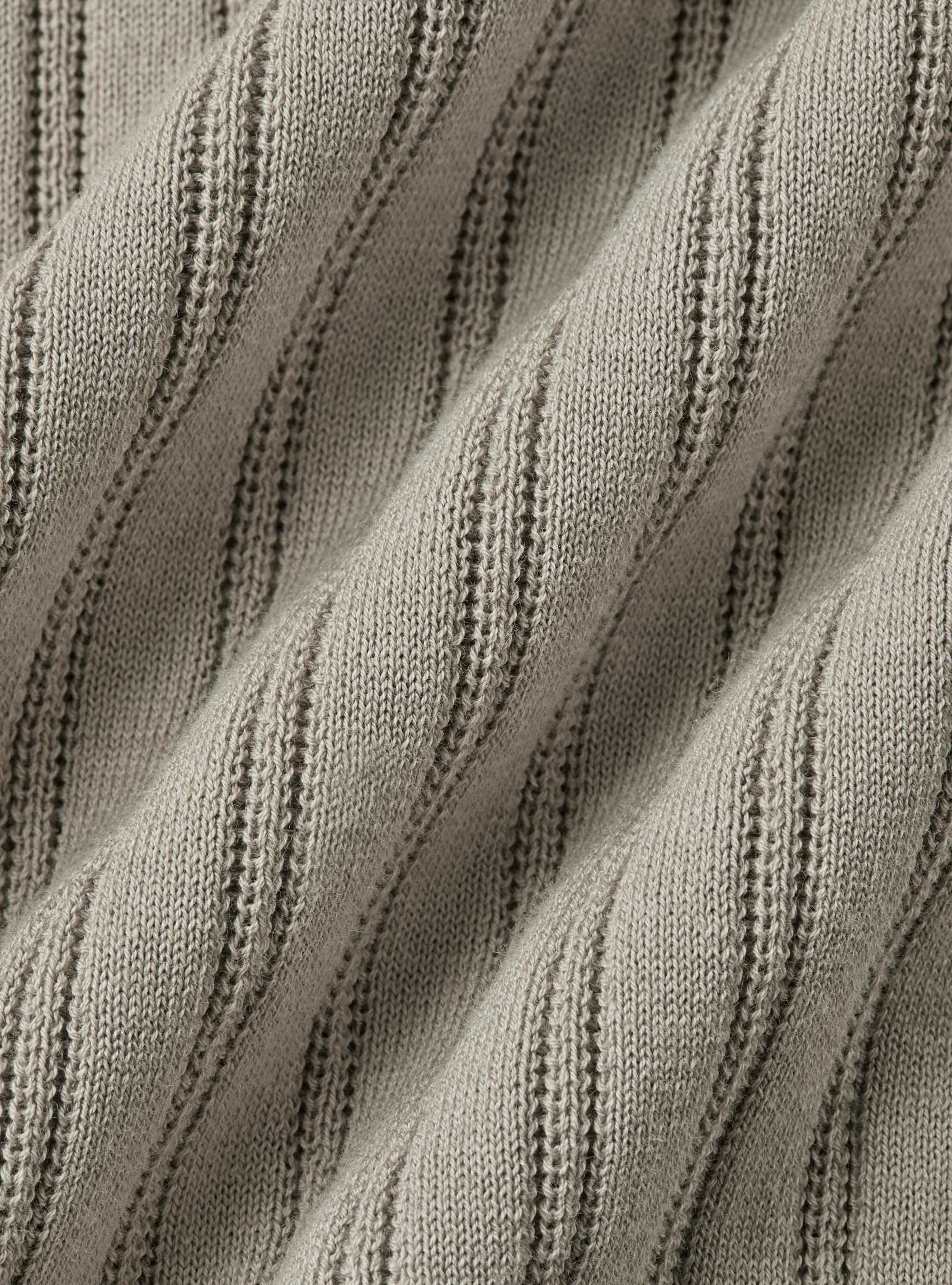 Extra-fine cotton knit polo shirt with openwork ribbing, SAND