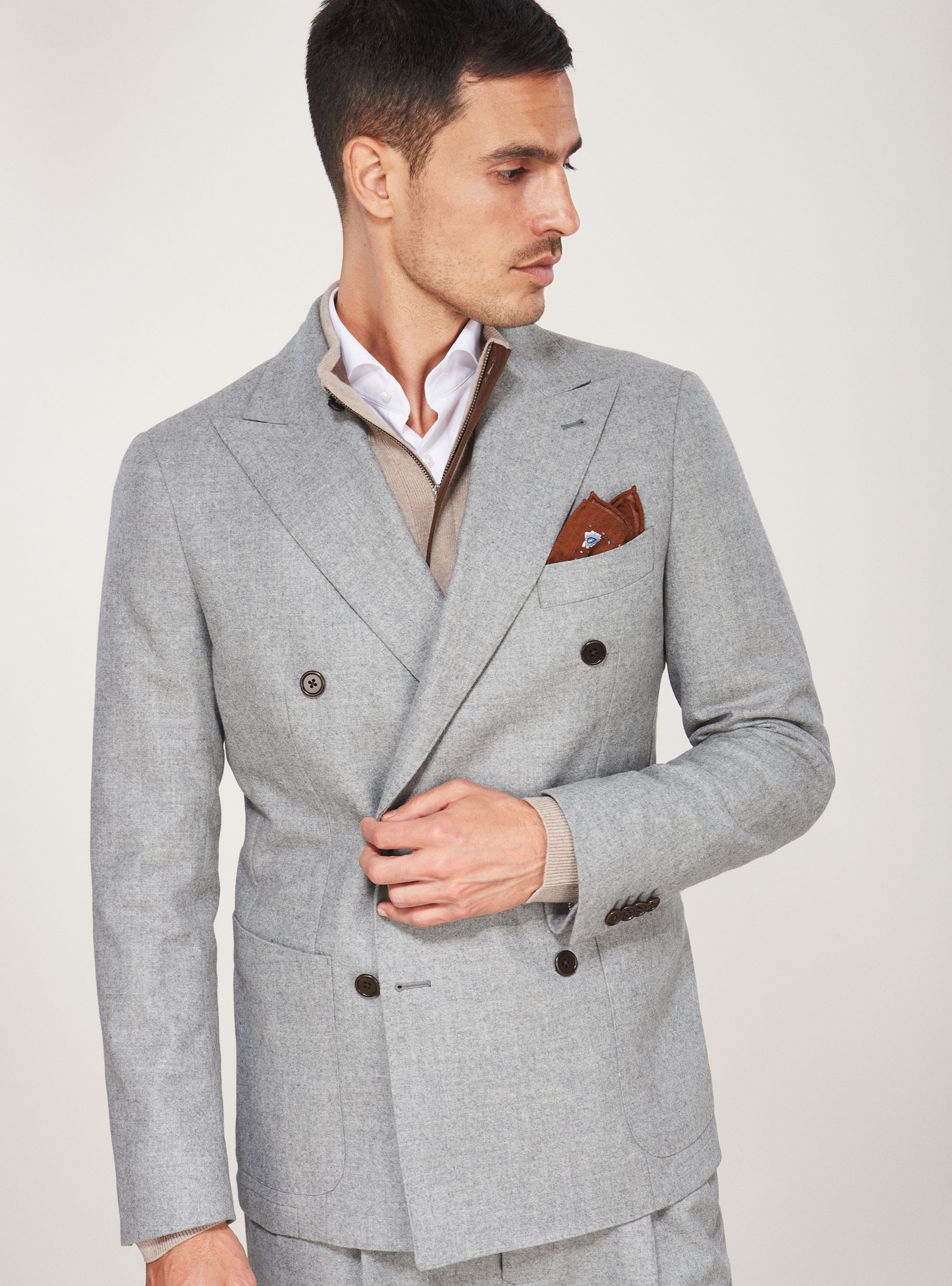 charcoal double breasted blazer