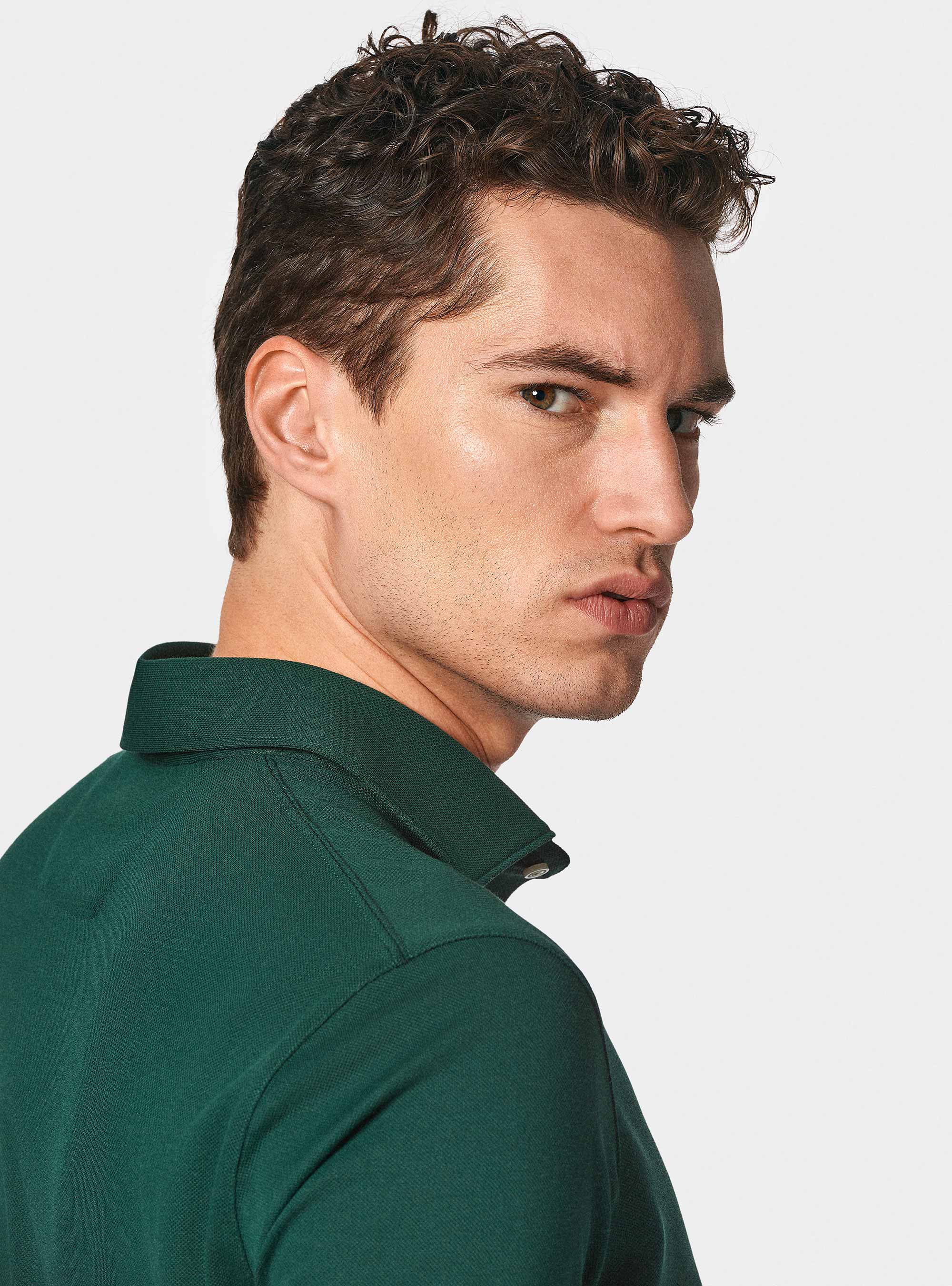 Polo de piqu&eacute; el&aacute;stico GT01, VERDE OLIVA