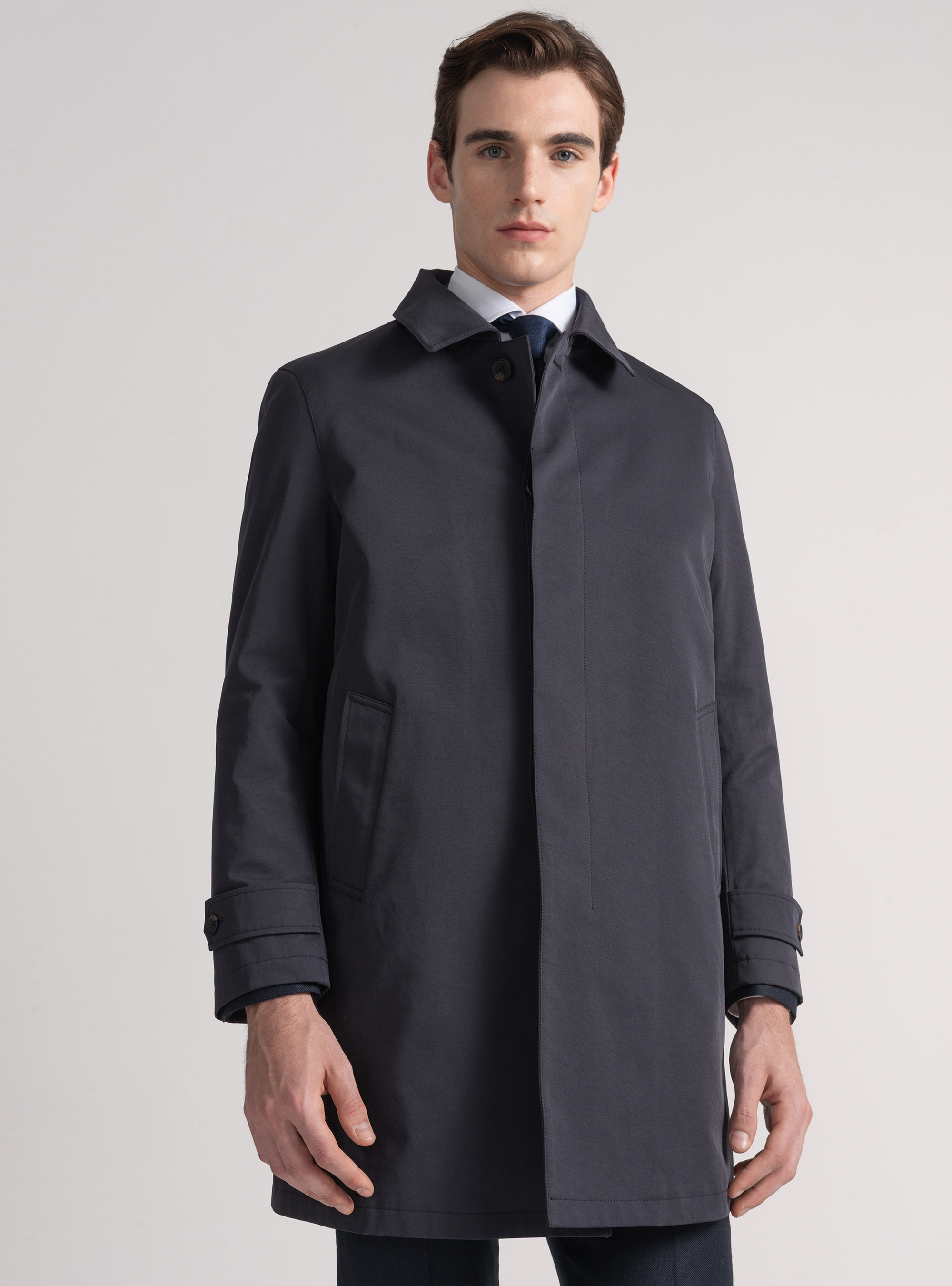 Impermeabile tecnico imbottito in misto cotone, BLU NAVY