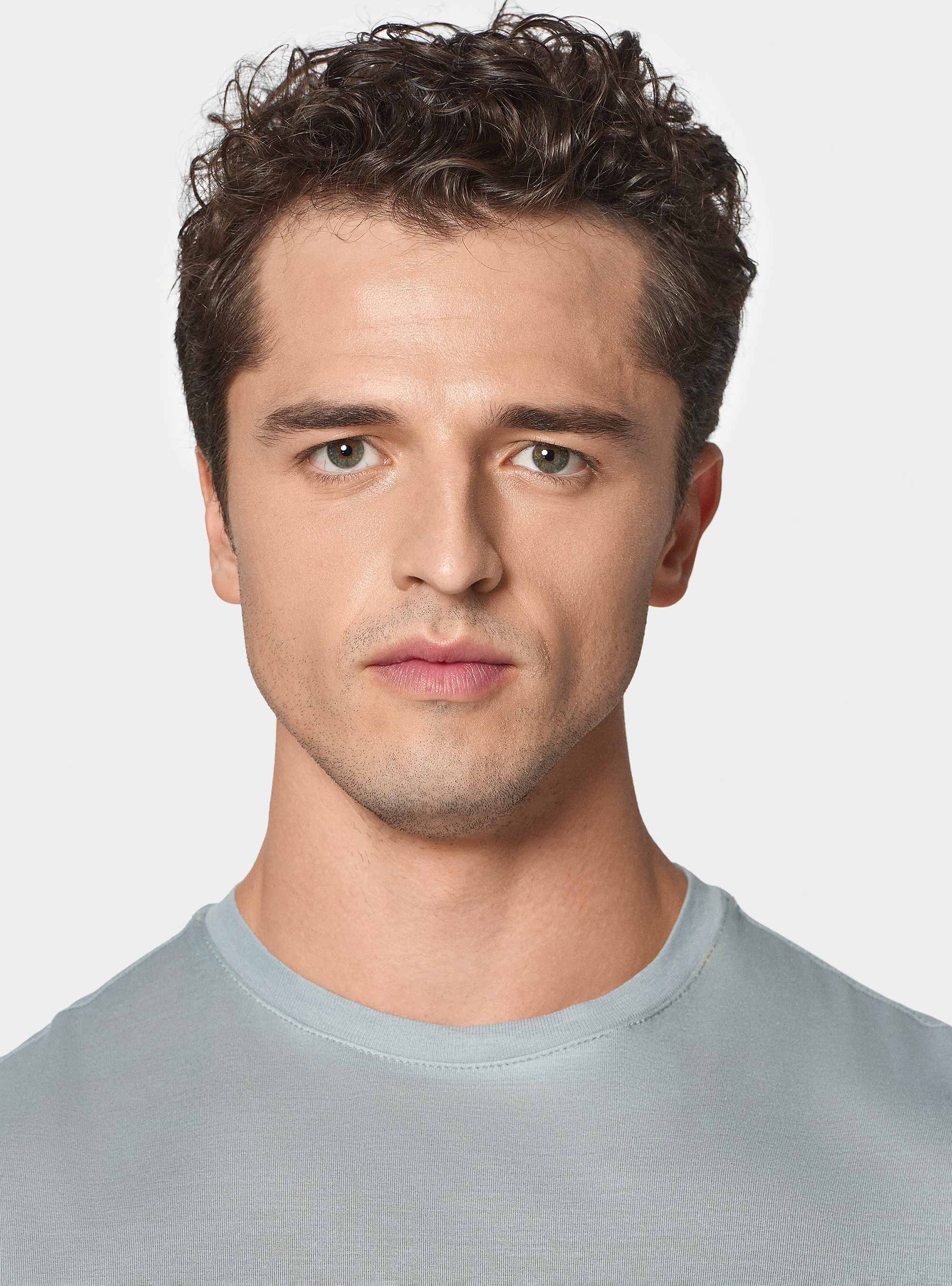 T-shirt mezza manica in filo di scozia, GRIGIO CHIARO