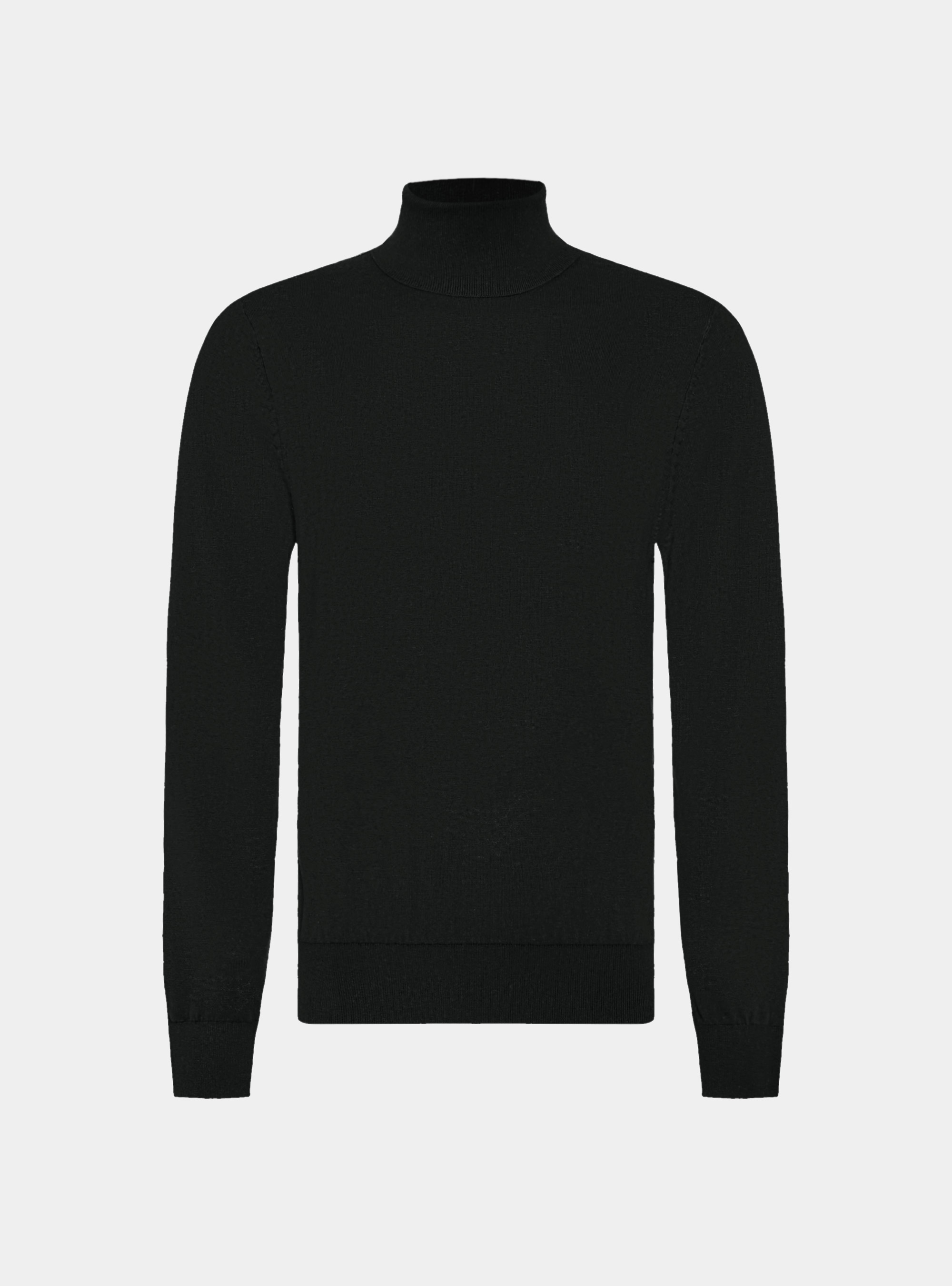 Silk and cashmere cotton turtleneck, BLACK