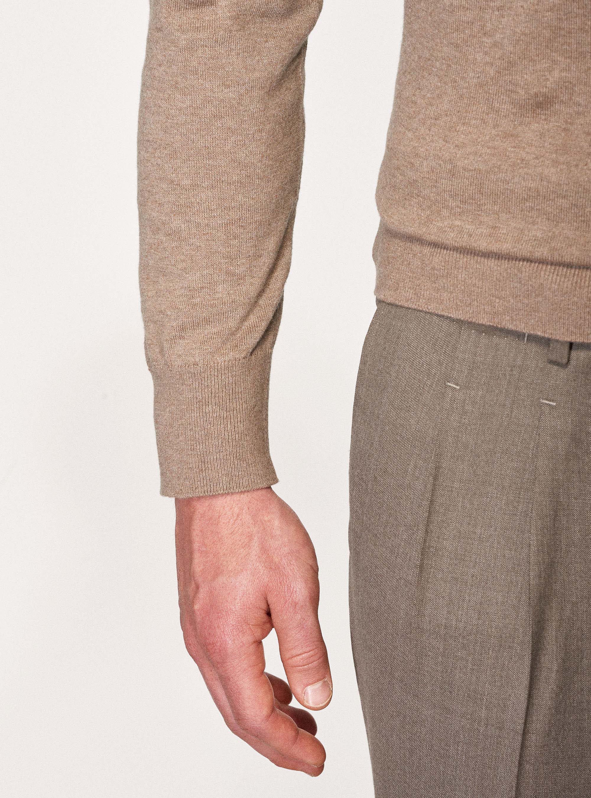 Maglia girocollo in cotone seta e cashmere, ECRU