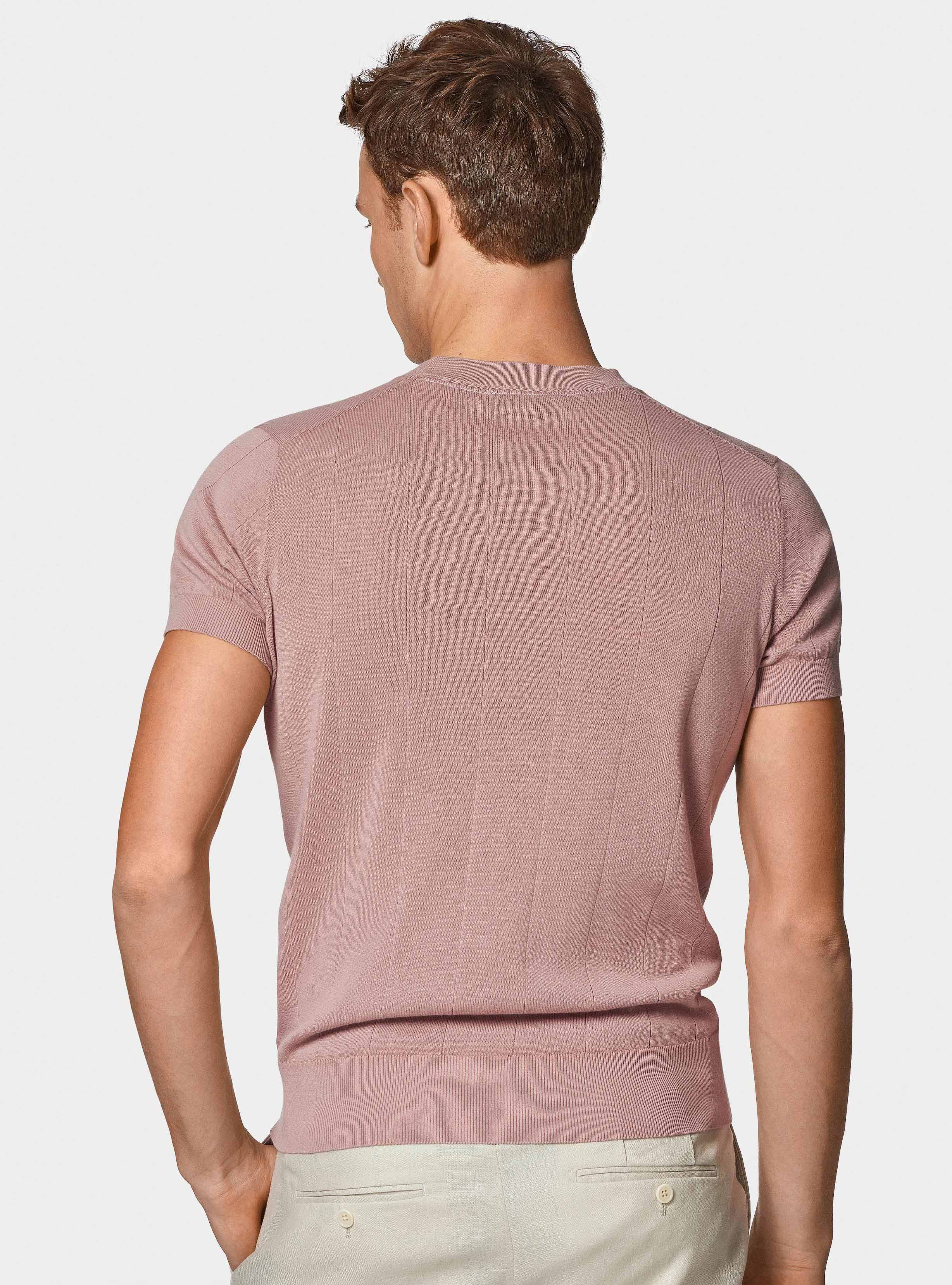 Maglia in puro cotone costa piatta, 0441C ROSA SCURO