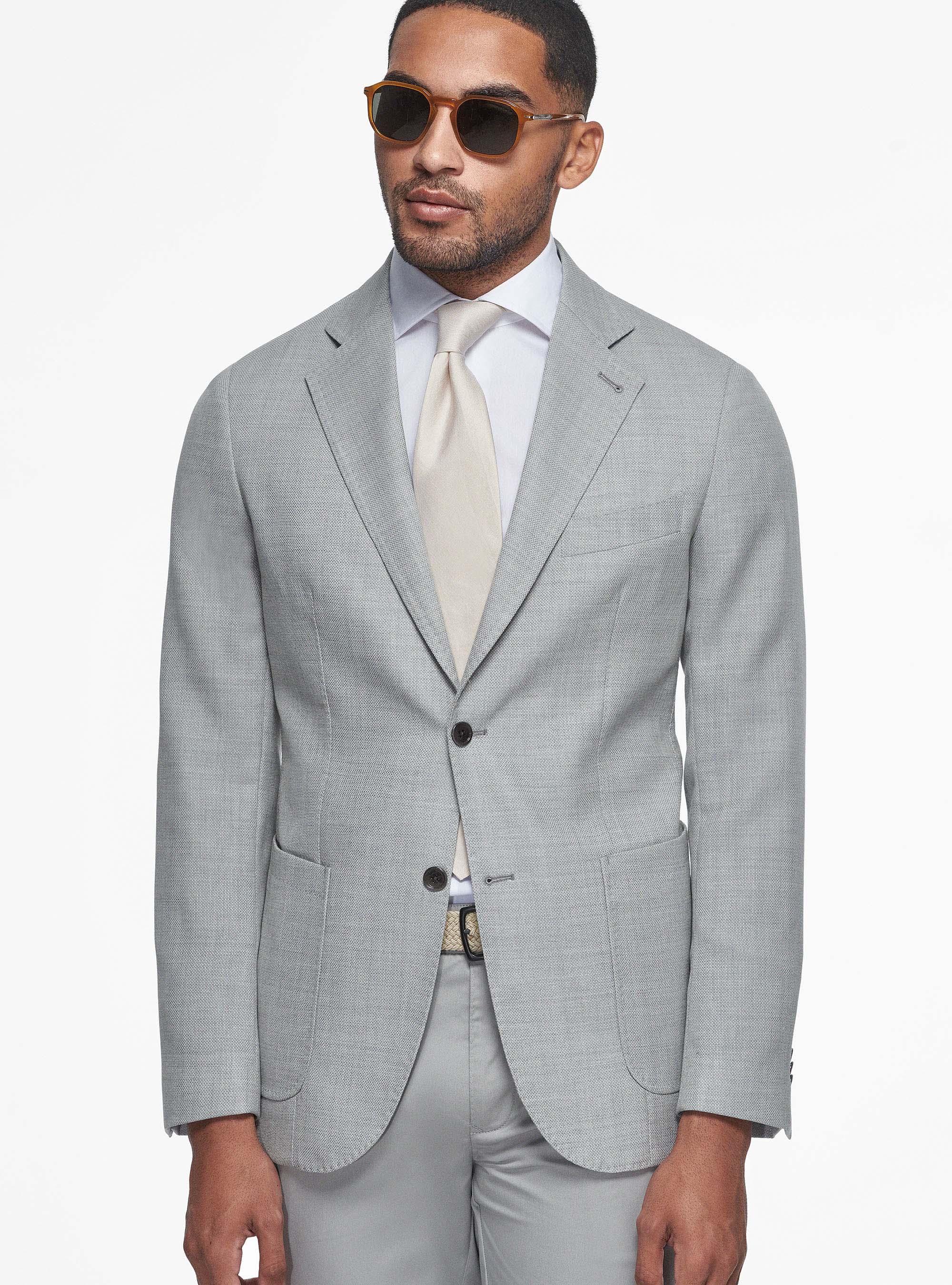 Micro-textured wool blazer, GREY