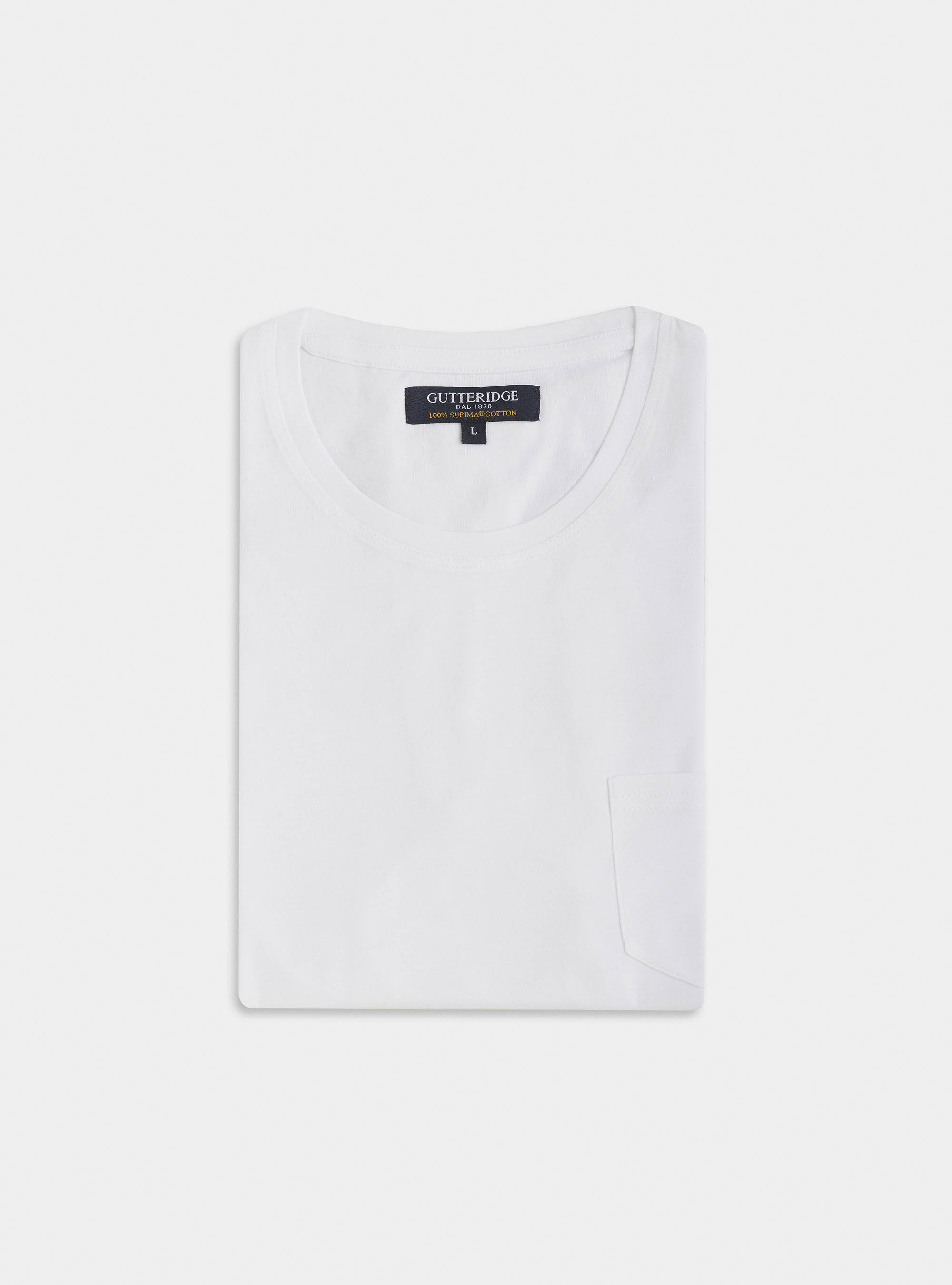 Maglietta con taschino in jersey di Cotone Supima, BIANCO