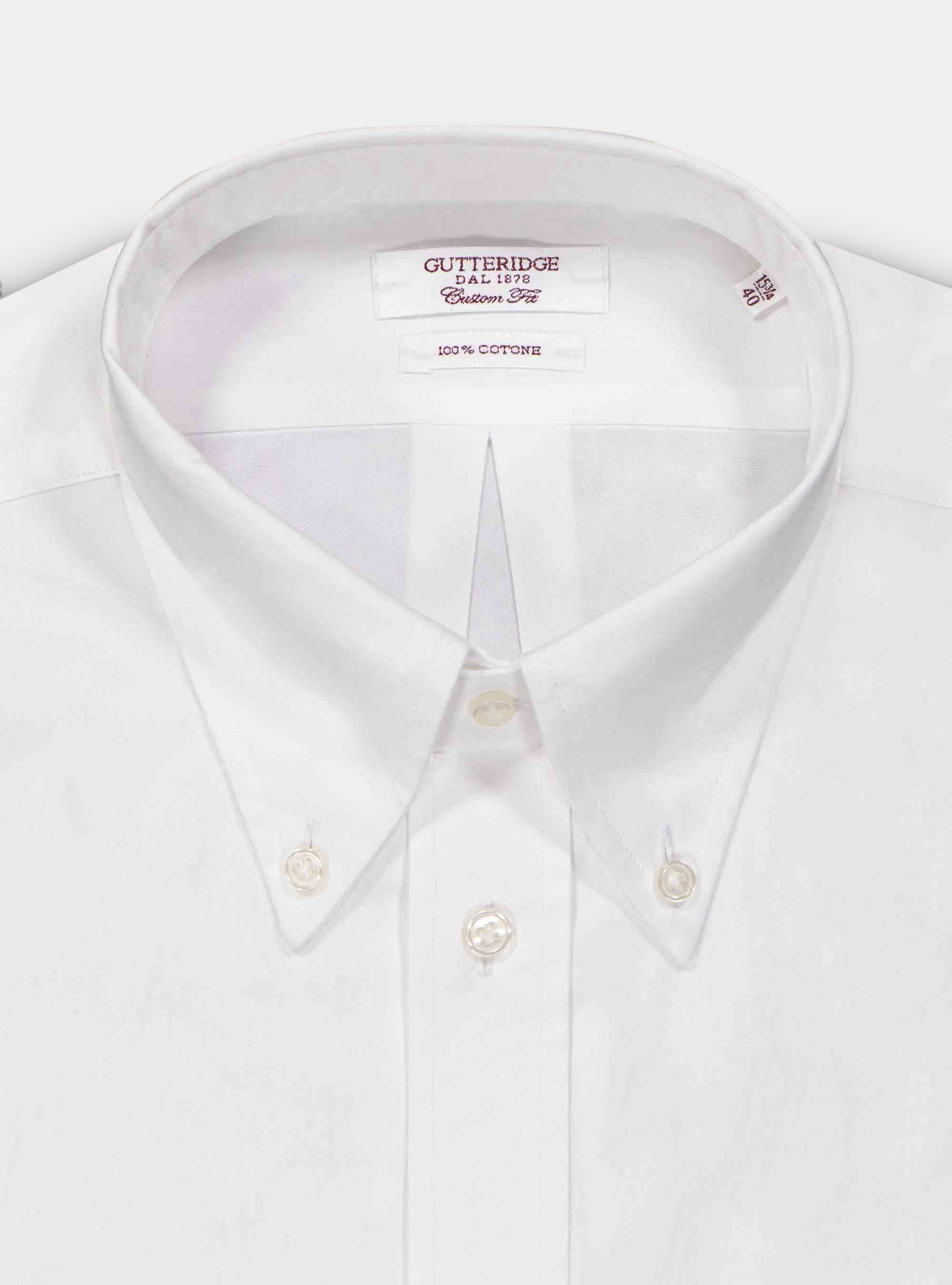 Camicia custom collo button down in oxford, BIANCO