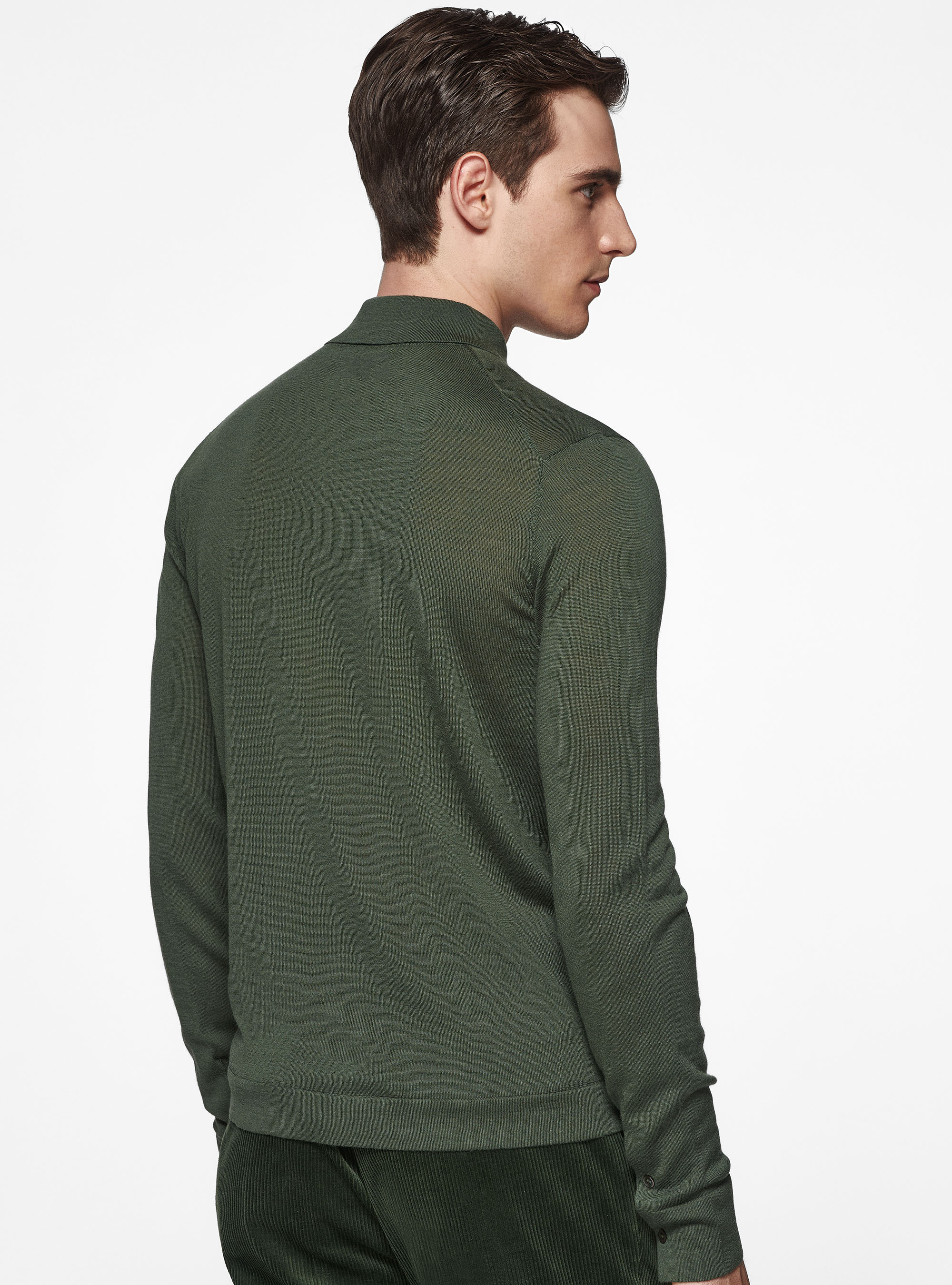 Camicia in maglia in pura lana merino extrafine, MILITARE 0609C