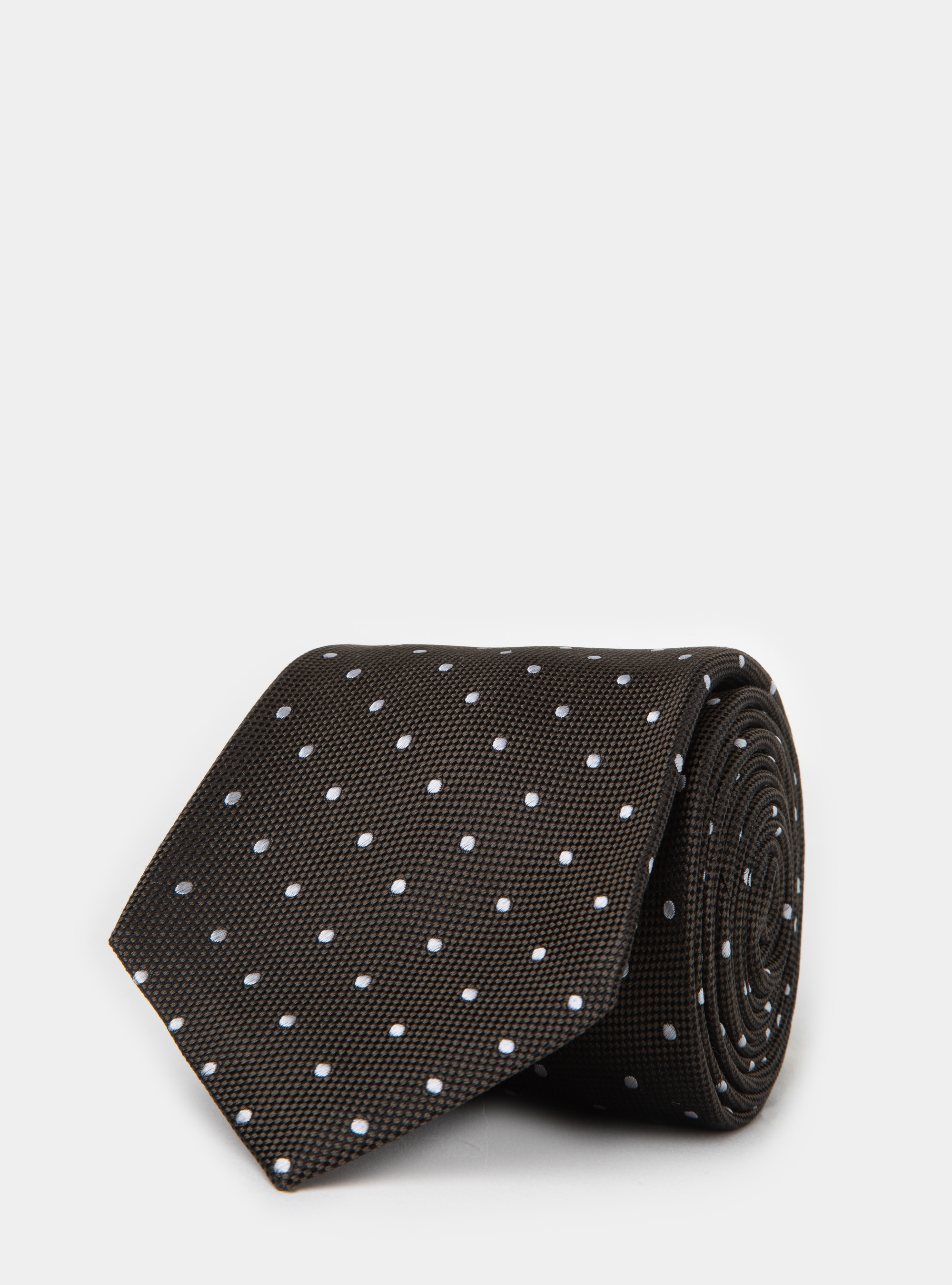 Silk polka dot tie, BROWN