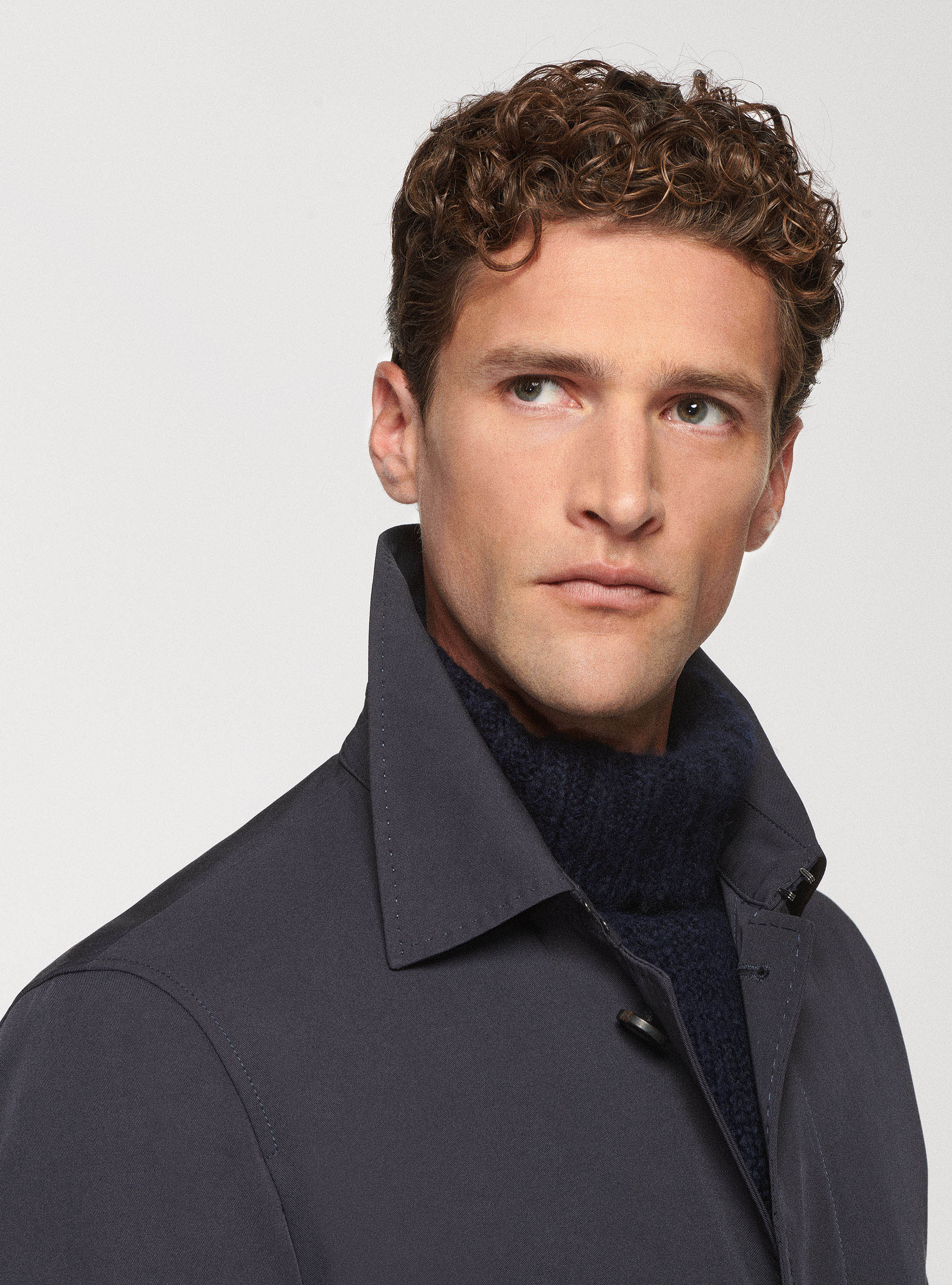 Impermeabile monopetto in tessuto idrorepellente, BLU NAVY