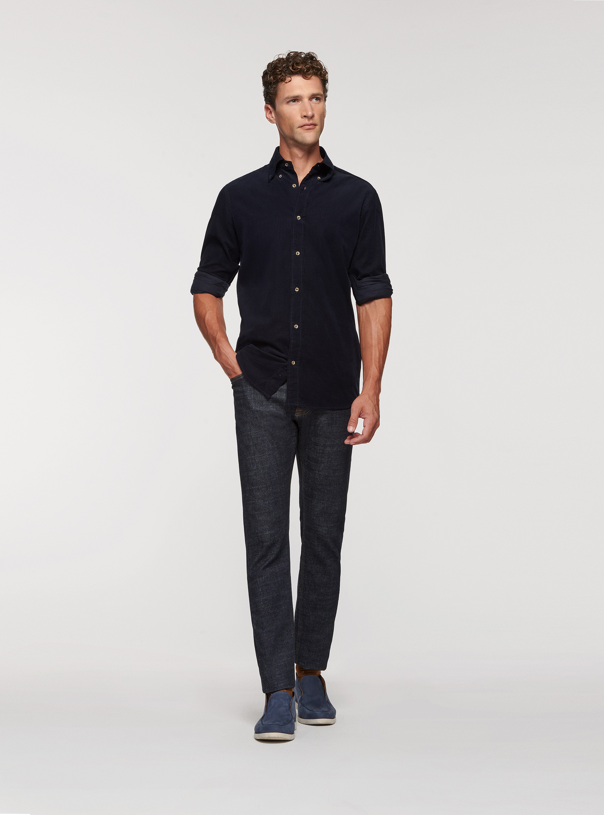 Camicia in velluto a costine, BLU NAVY