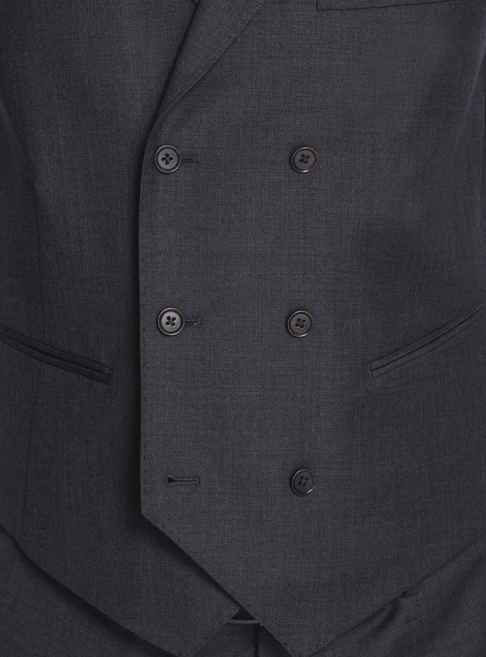 CHALECO CRUZADO LANA 120S, GRIS MARENGO