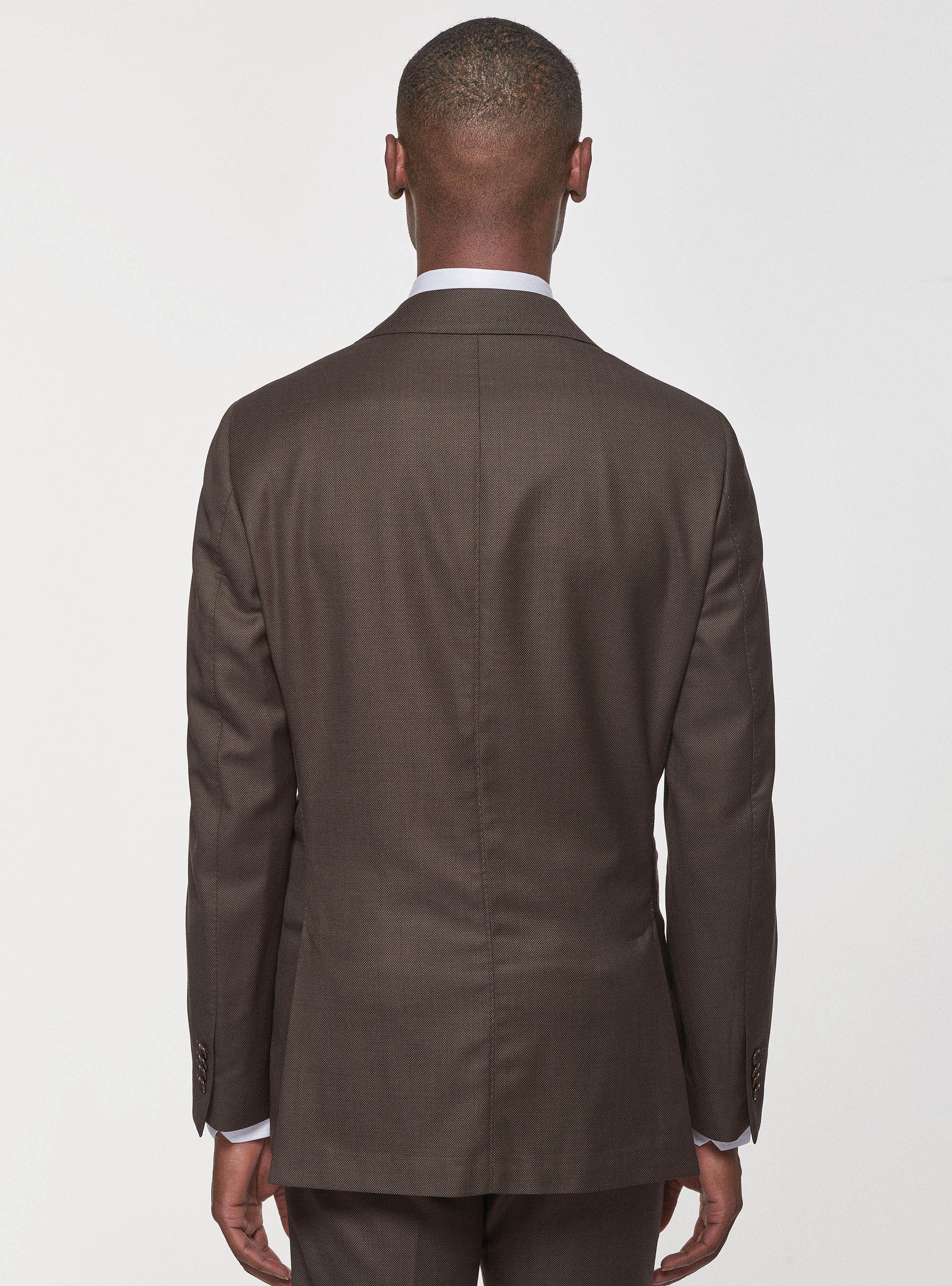 Giacca occhio di pernice in pura lana, MARRONE