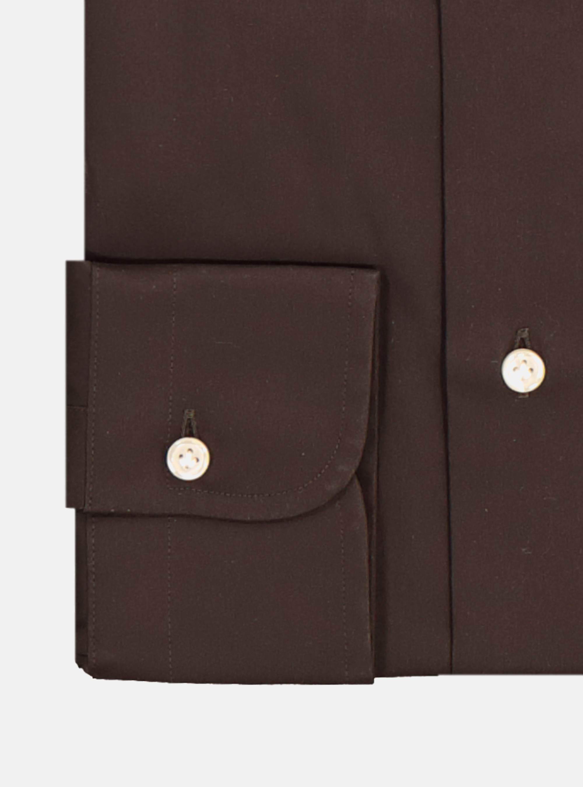 Camicia in cotone popeline stretch con collo francese semiaperto, MARRONE