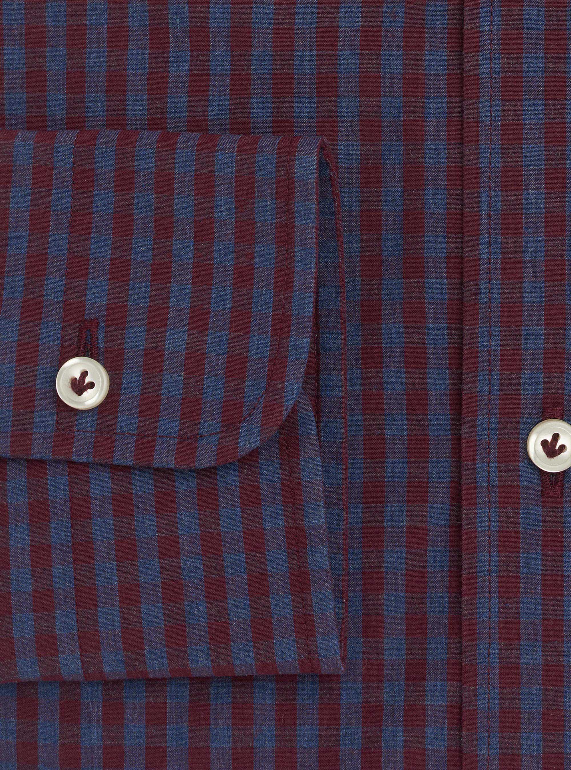 Camicia collo button down in cotone a quadri, ROSSO