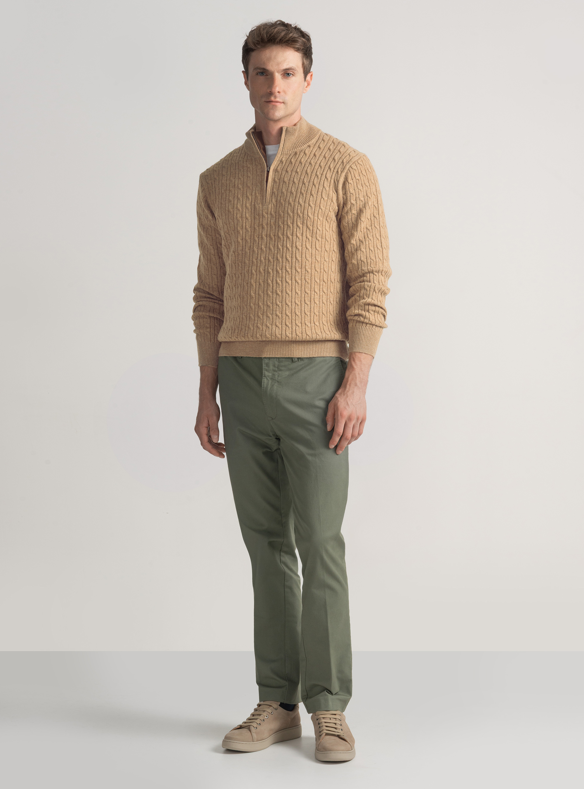 Pantaloni chino slim fit in twill stretch, SALVIA 0602C