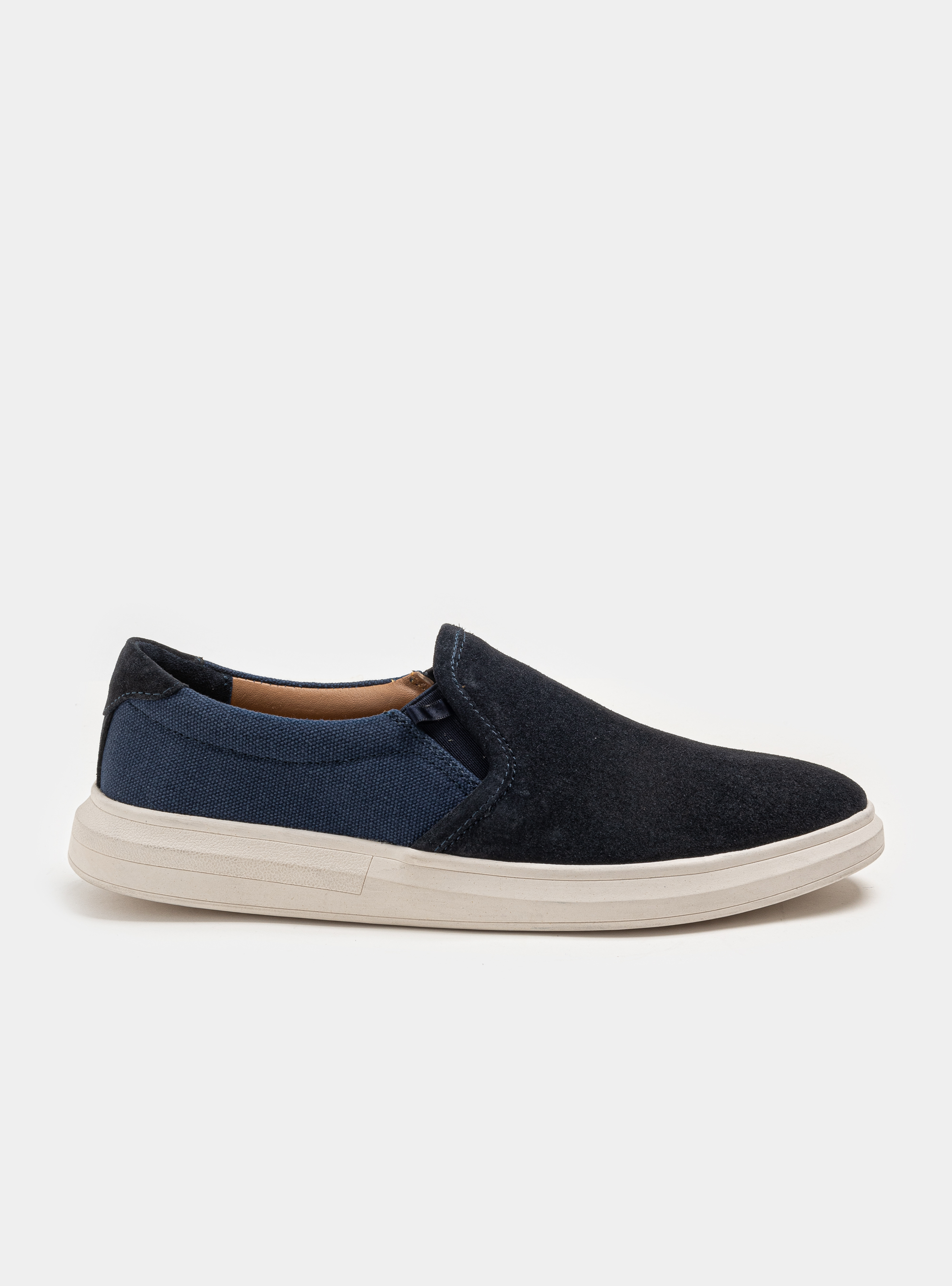 Slip-on in canvas e suede, BLU NAVY