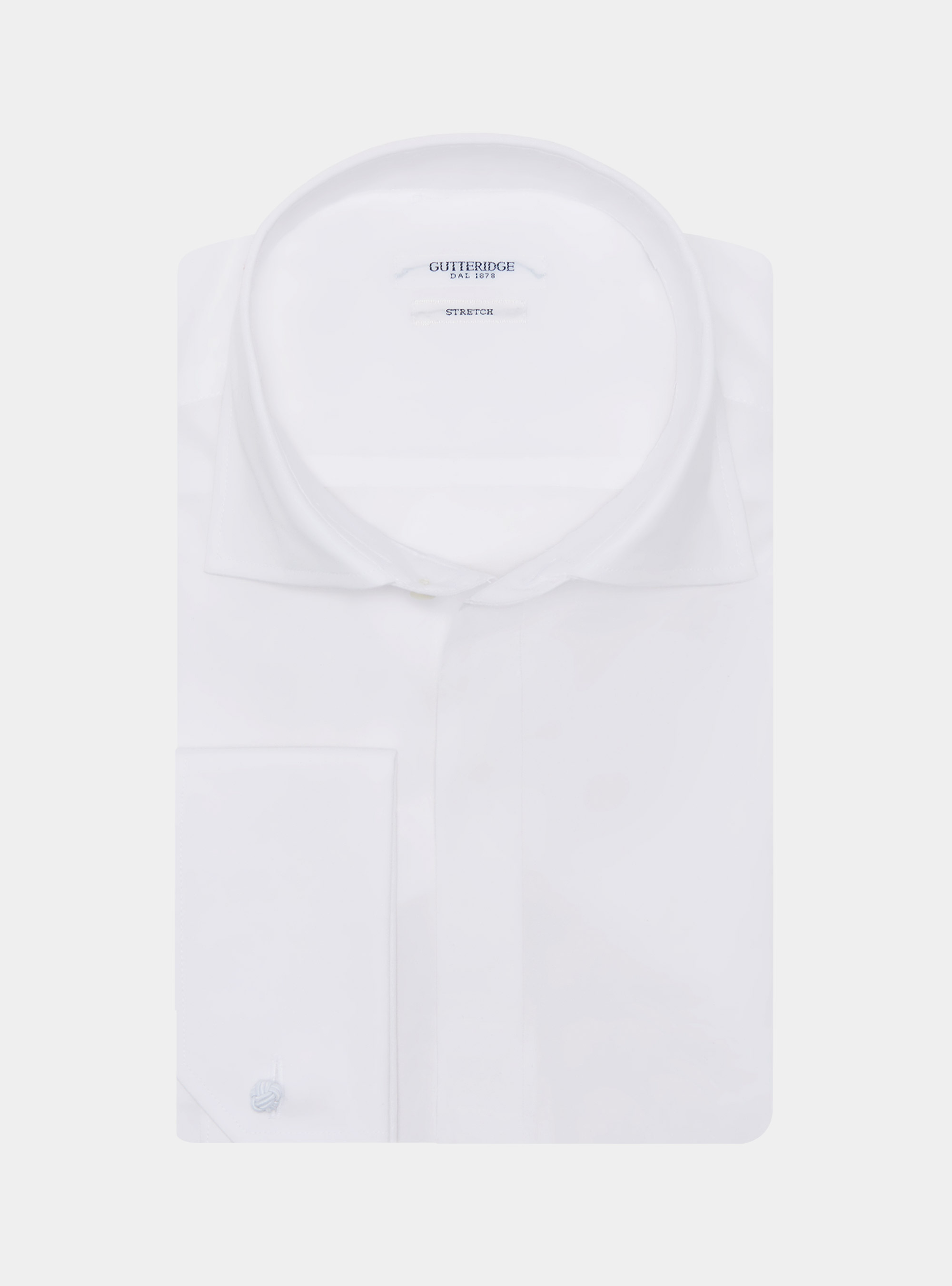 Stretch poplin smoking shirt with cufflinks, WHITE